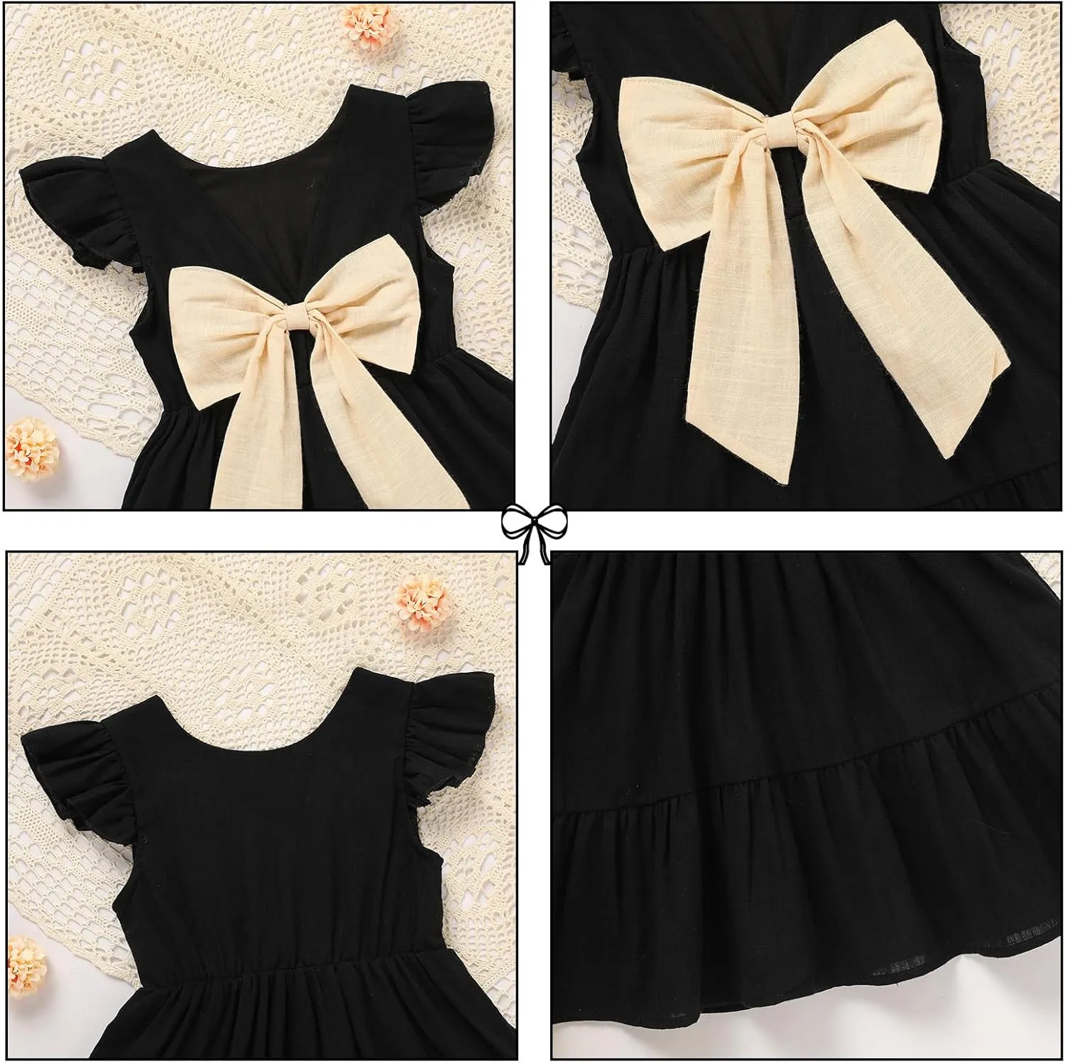 GRNSHTS Toddler Girls Dress Ruffle Sleeveless Backless Bowknot Kids Baby Casual Dresses