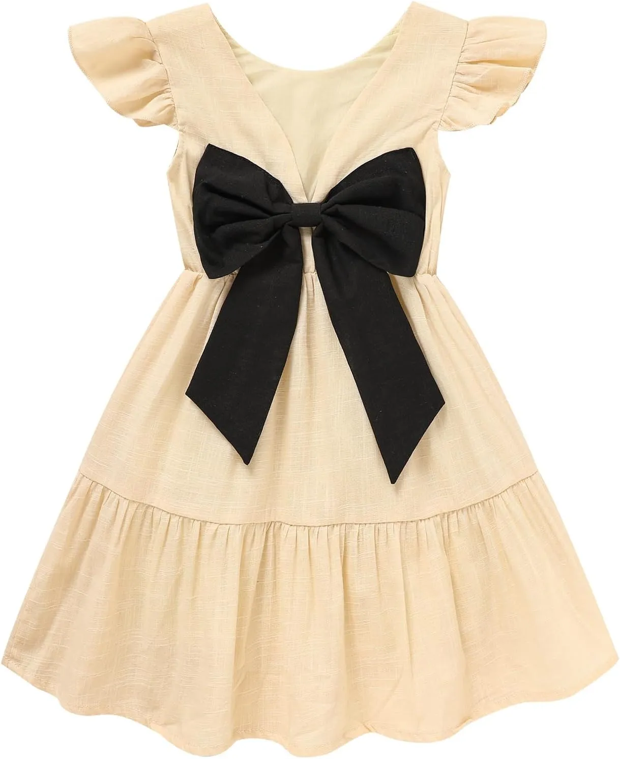 GRNSHTS Toddler Girls Dress Ruffle Sleeveless Backless Bowknot Kids Baby Casual Dresses