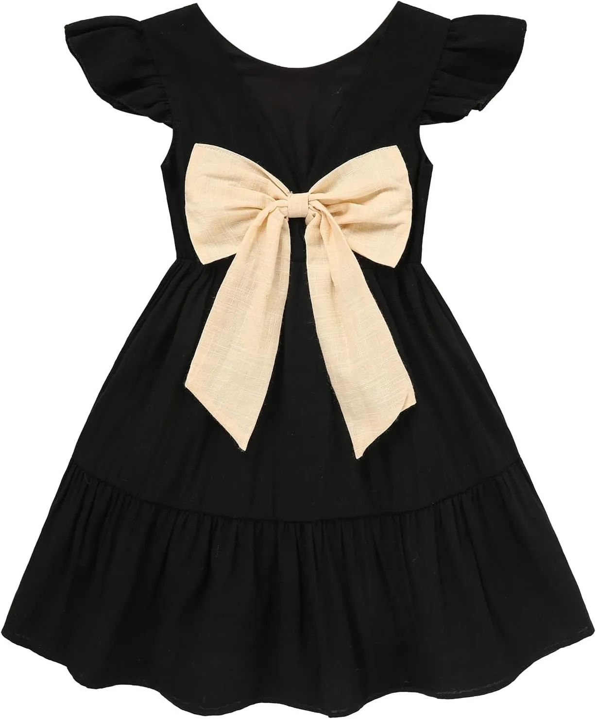 GRNSHTS Toddler Girls Dress Ruffle Sleeveless Backless Bowknot Kids Baby Casual Dresses