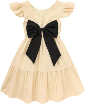 GRNSHTS Toddler Girls Dress Ruffle Sleeveless Backless Bowknot Kids Baby Casual Dresses