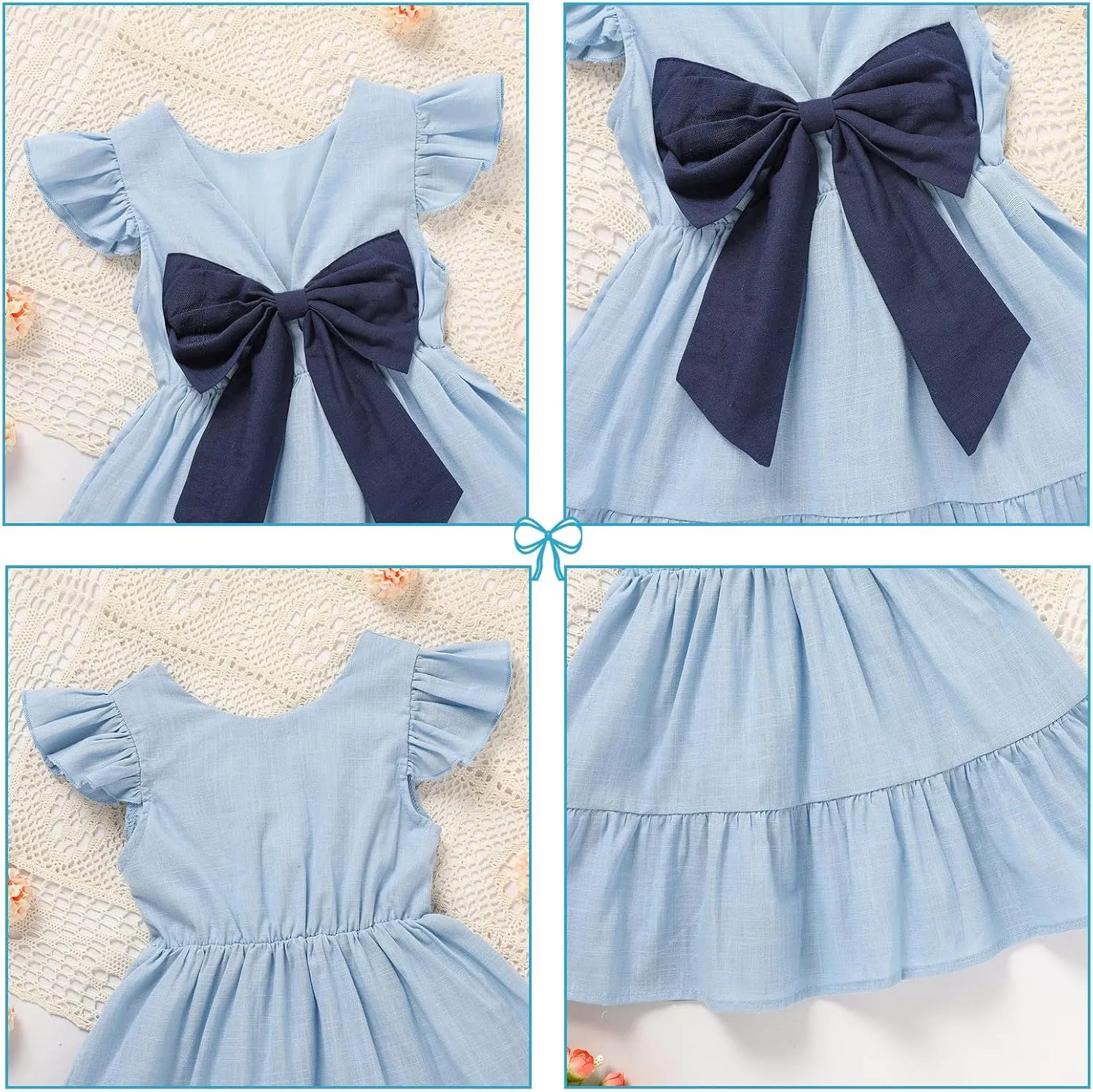 GRNSHTS Toddler Girls Dress Ruffle Sleeveless Backless Bowknot Kids Baby Casual Dresses