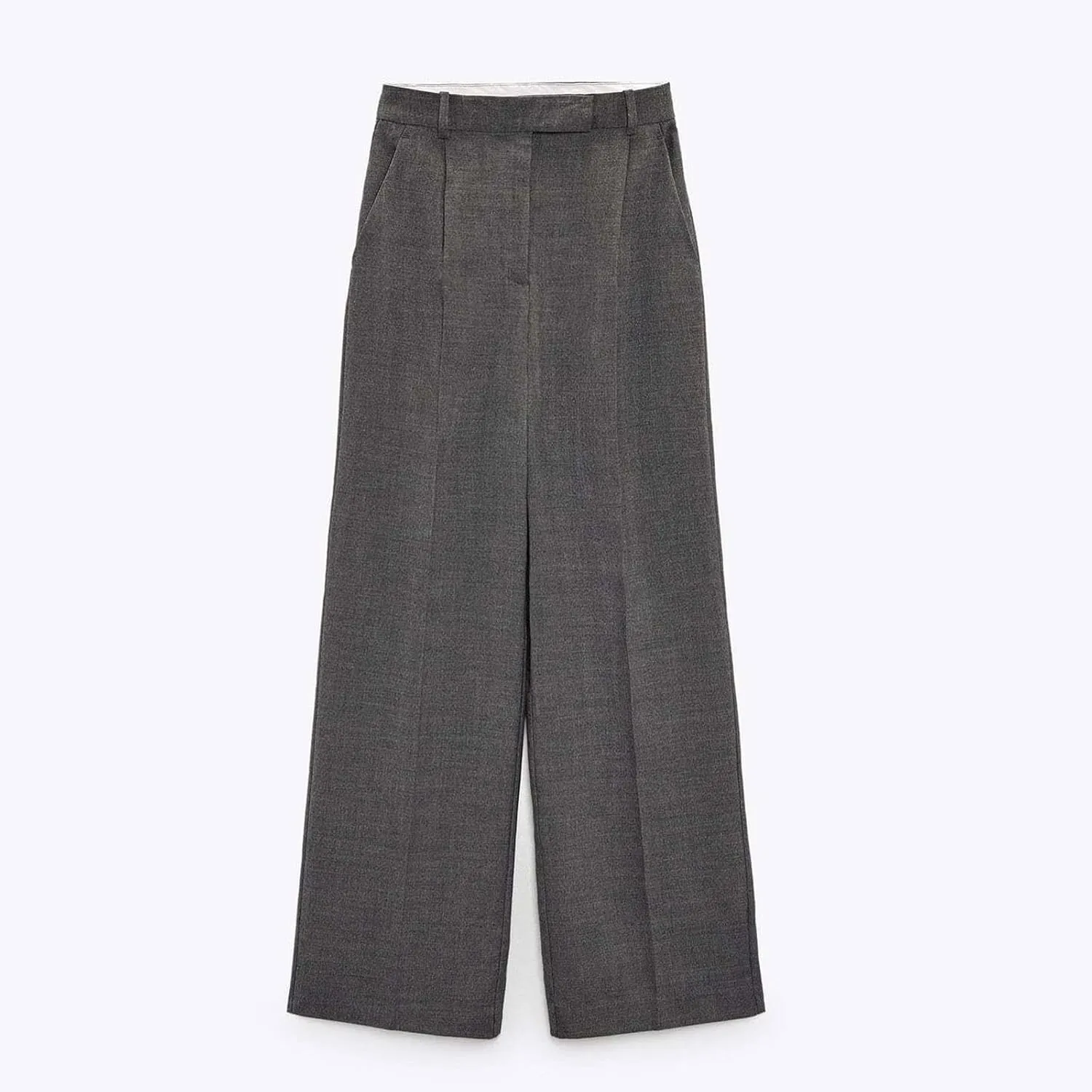 HGps8w Women's 2025 Summer Wide Leg Pants High Wiasted Straight Business Work Trousers Classic Solid Suit Pants with Pockets