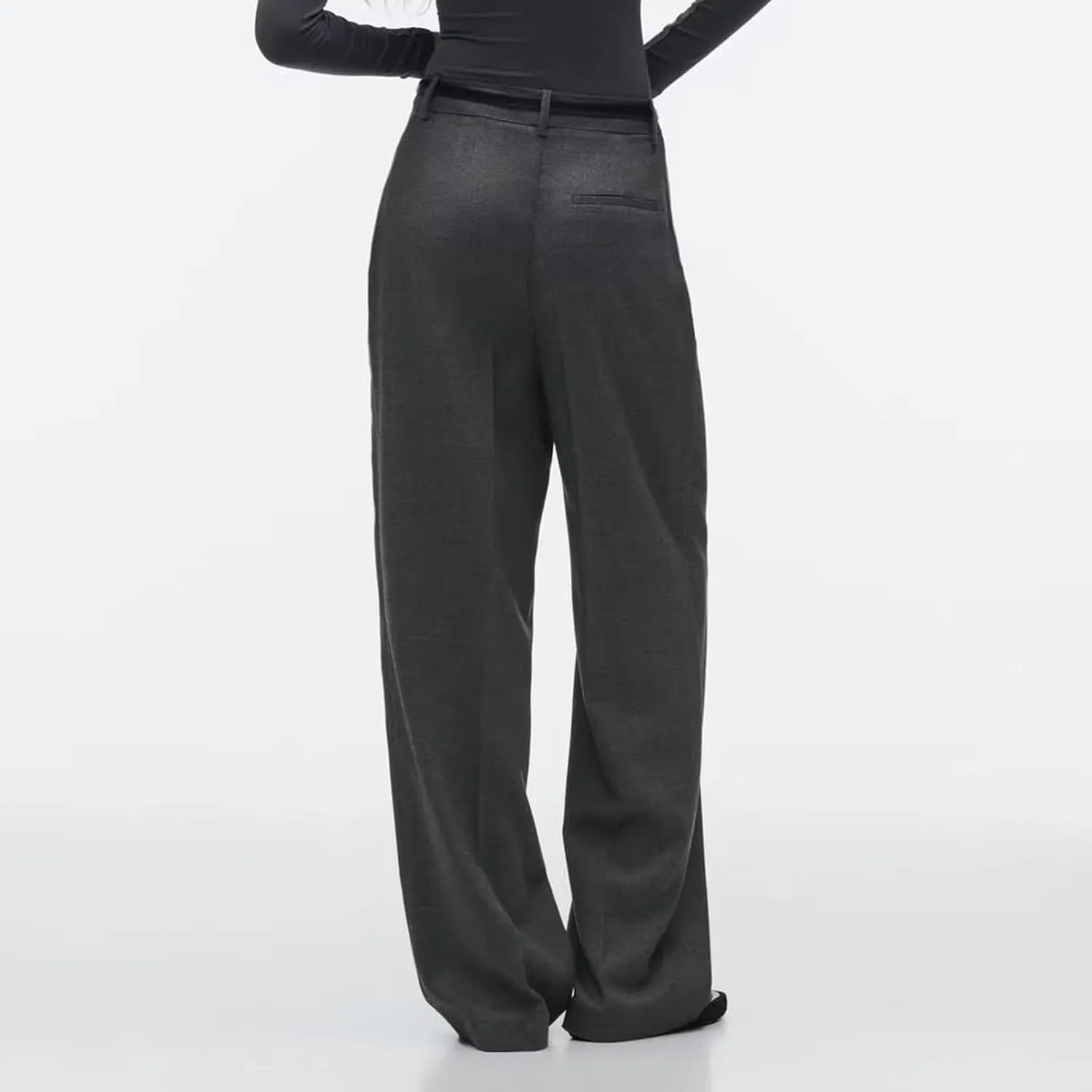 HGps8w Women's 2025 Summer Wide Leg Pants High Wiasted Straight Business Work Trousers Classic Solid Suit Pants with Pockets