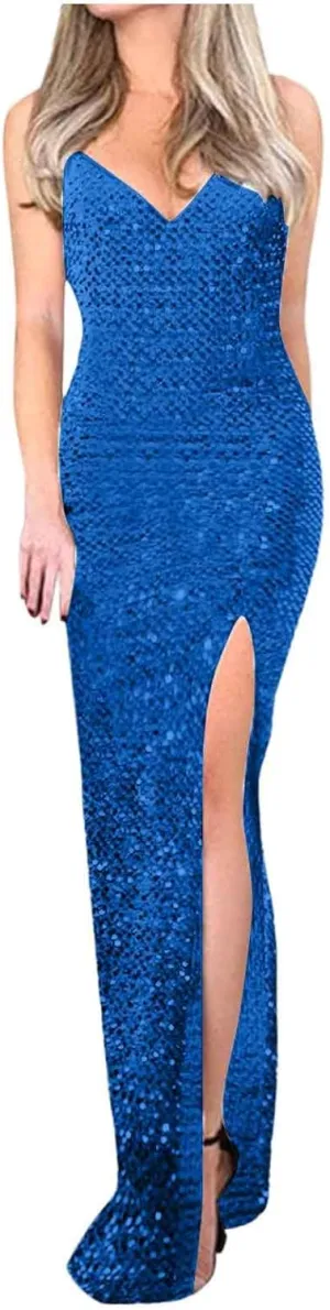 HGps8w Women's Sexy Halter Cowl Neck Sparkly Jumpsuits Clubwear Sleeveless Elegant Sequins Bodycon Wide Leg Pants Rompers