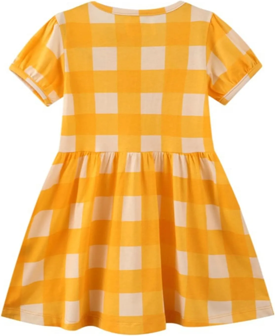 HILEELANG Toddler Girls Short Sleeve Cotton Casual Dress Summer Spring Cartoon Appliques Playwear Basic Shirt Jersey Dresses