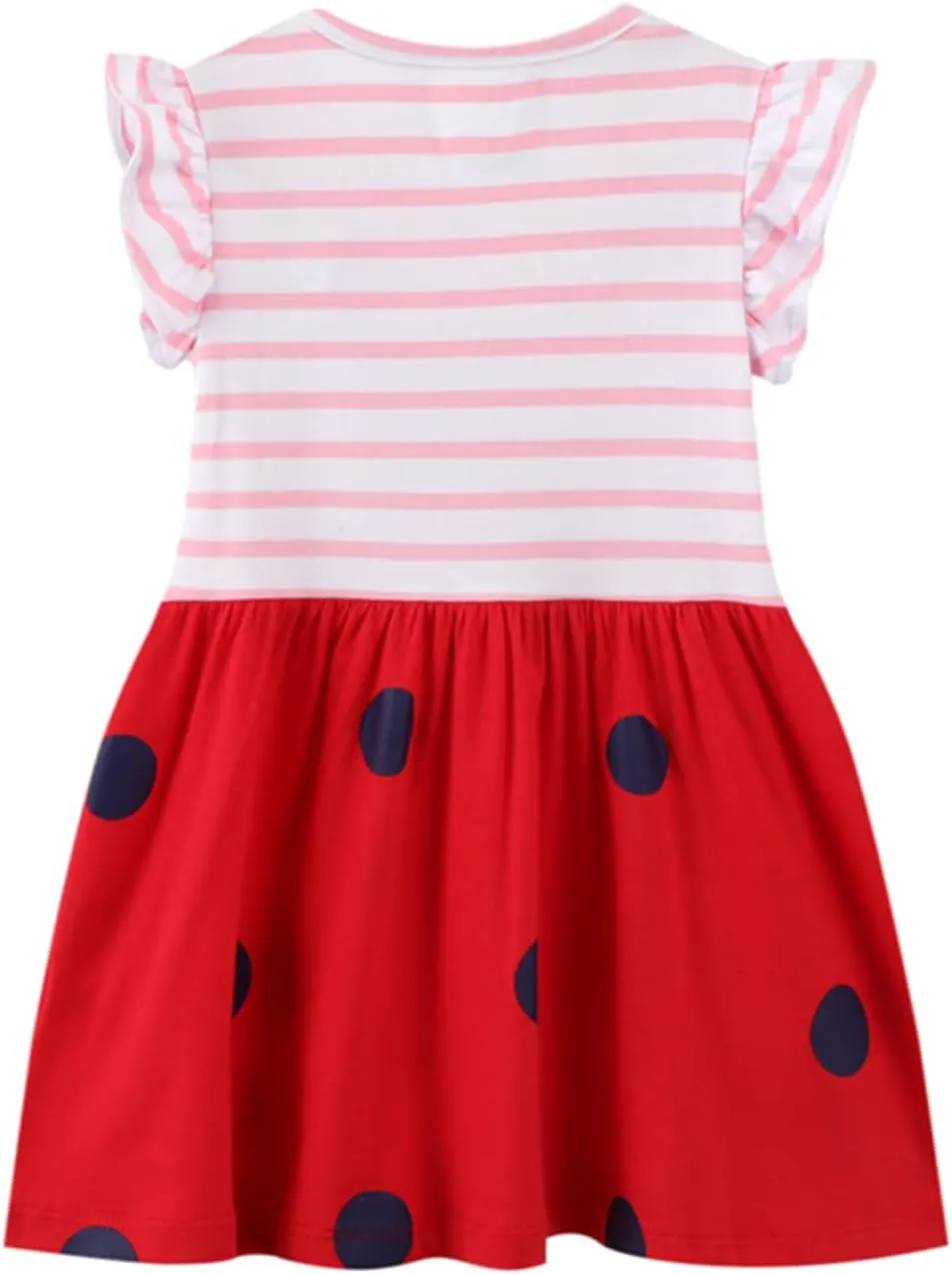 HILEELANG Toddler Girls Short Sleeve Cotton Casual Dress Summer Spring Cartoon Appliques Playwear Basic Shirt Jersey Dresses