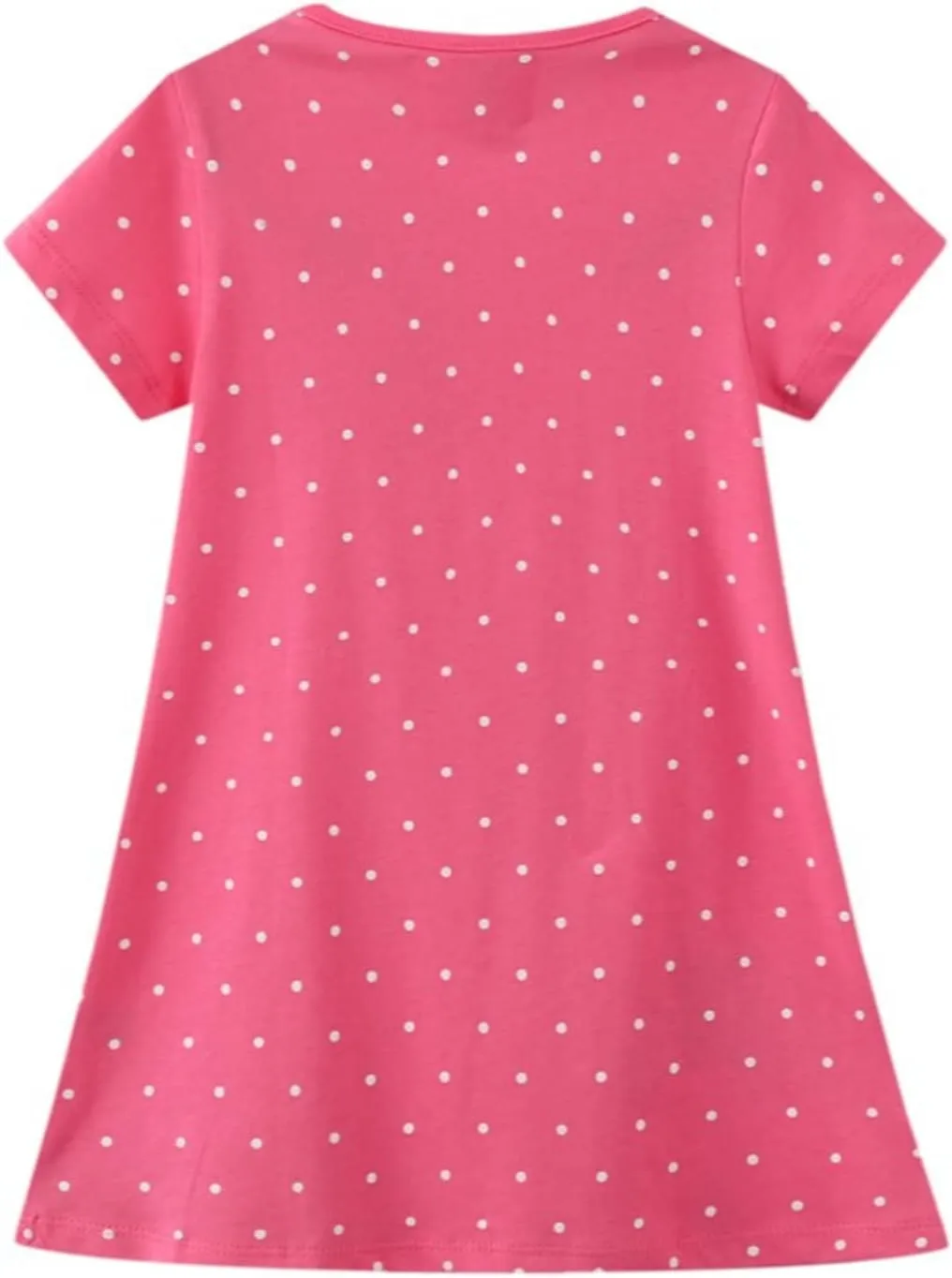 HILEELANG Toddler Girls Short Sleeve Cotton Casual Dress Summer Spring Cartoon Appliques Playwear Basic Shirt Jersey Dresses