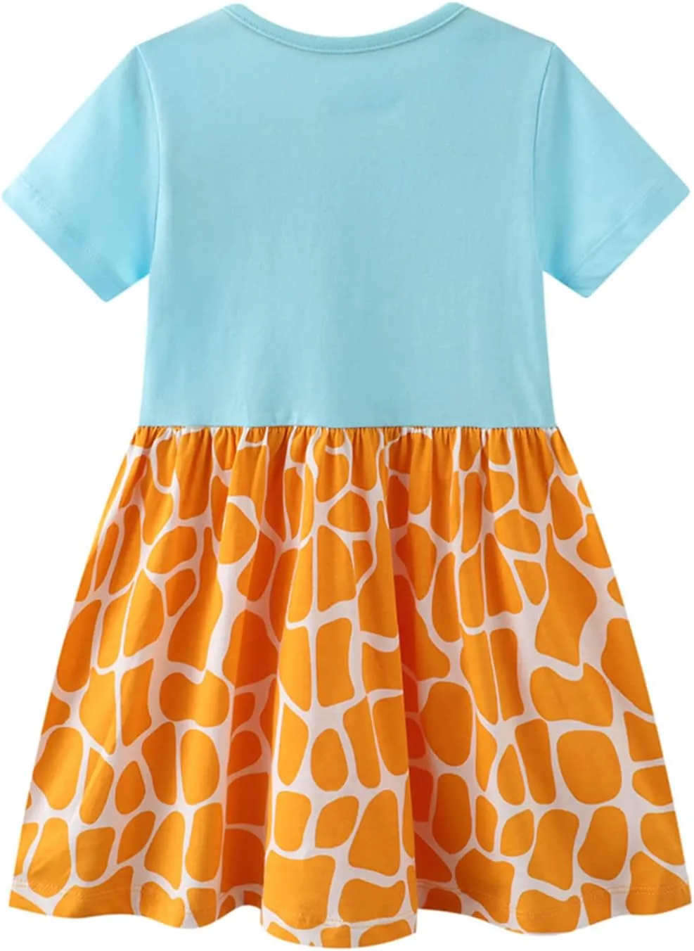 HILEELANG Toddler Girls Short Sleeve Cotton Casual Dress Summer Spring Cartoon Appliques Playwear Basic Shirt Jersey Dresses