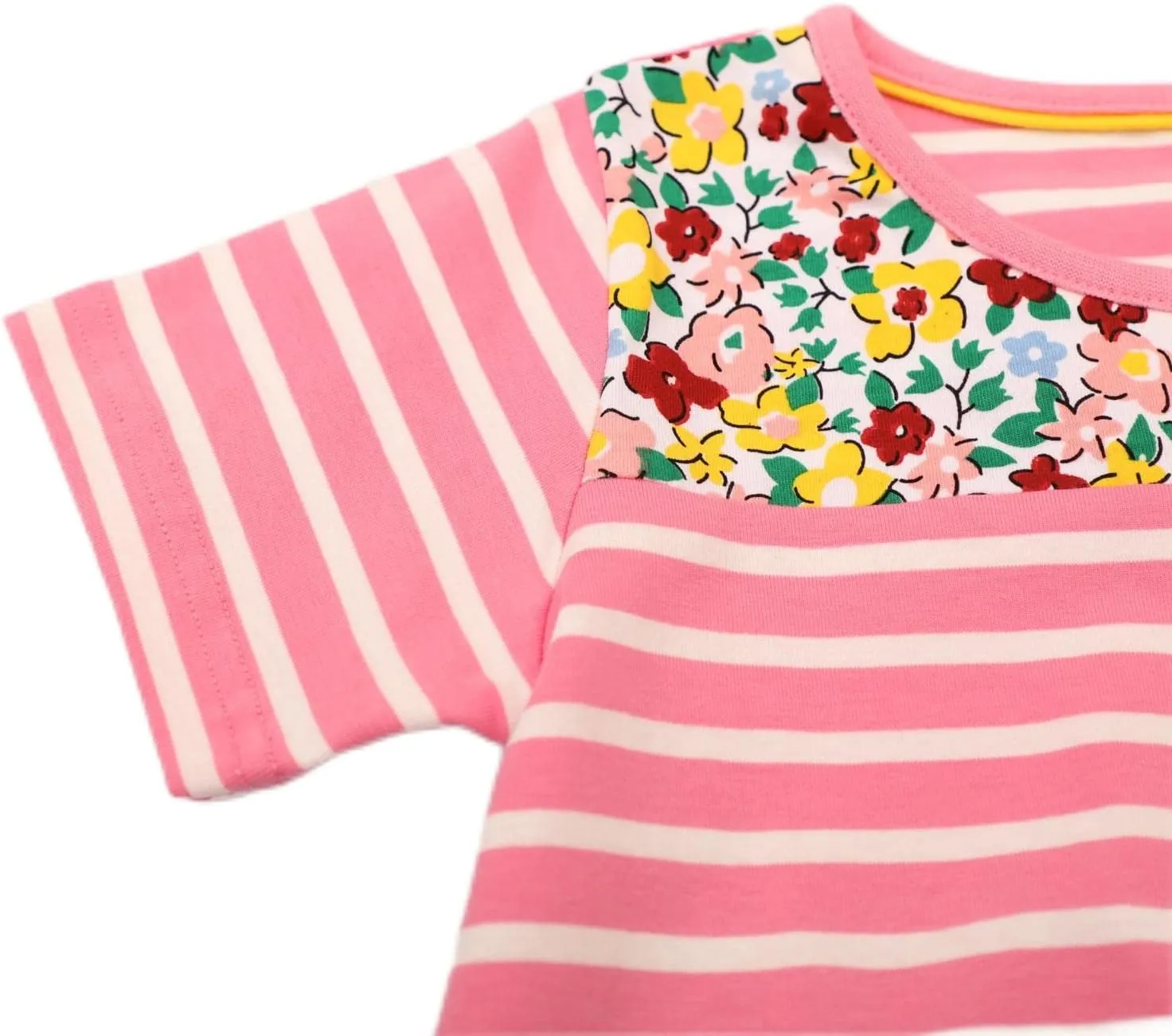 HILEELANG Toddler Girls Short Sleeve Dress Easter Cotton Casual Summer Appliques Shirt Jersey Dresses