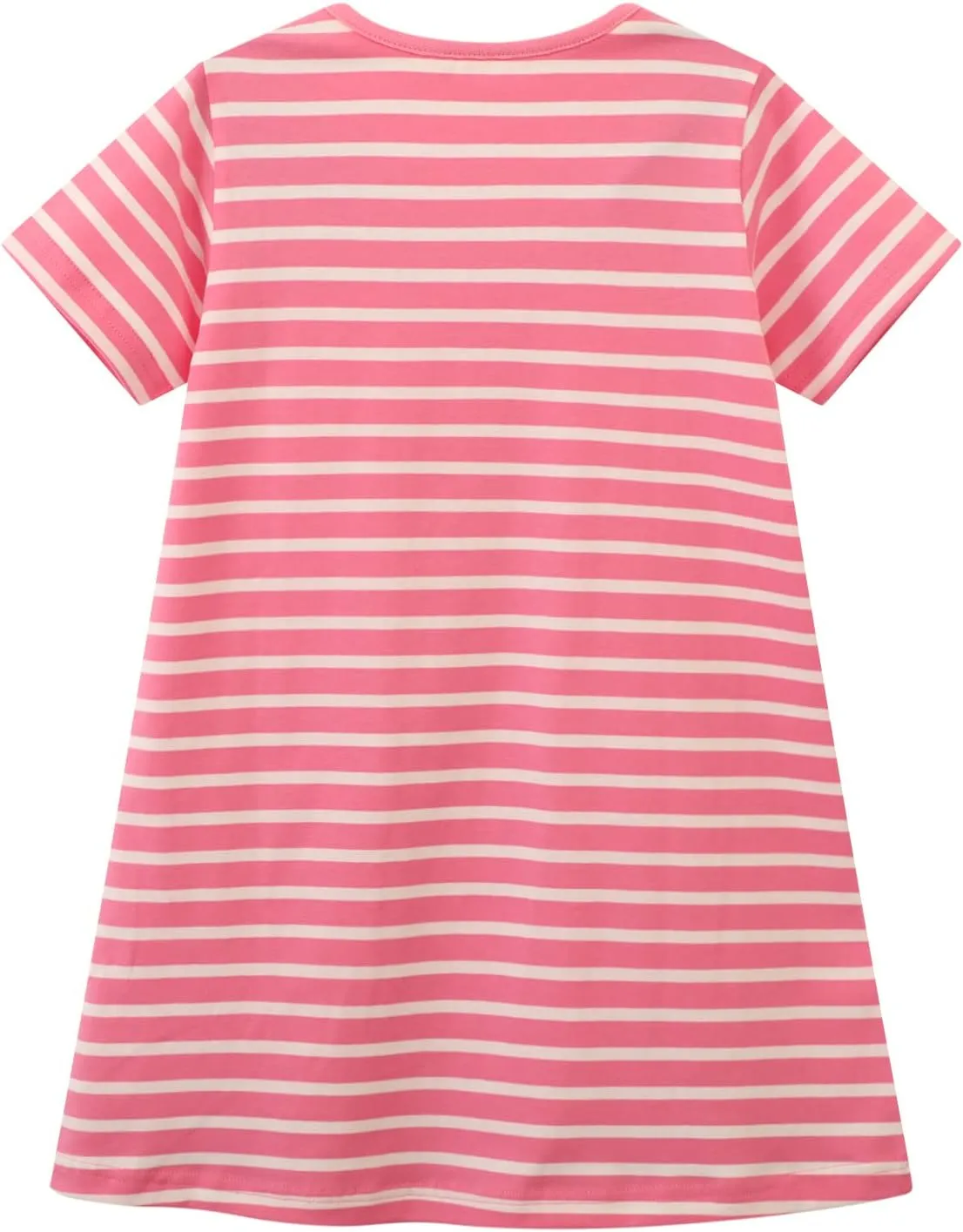 HILEELANG Toddler Girls Short Sleeve Dress Easter Cotton Casual Summer Appliques Shirt Jersey Dresses