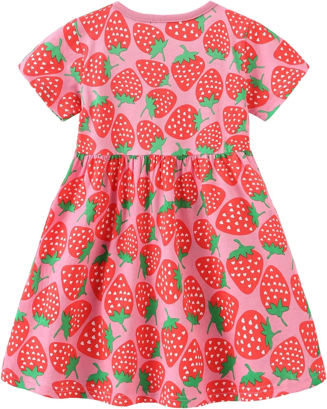 HILEELANG Toddler Girls Short Sleeve Dress Easter Cotton Casual Summer Appliques Shirt Jersey Dresses