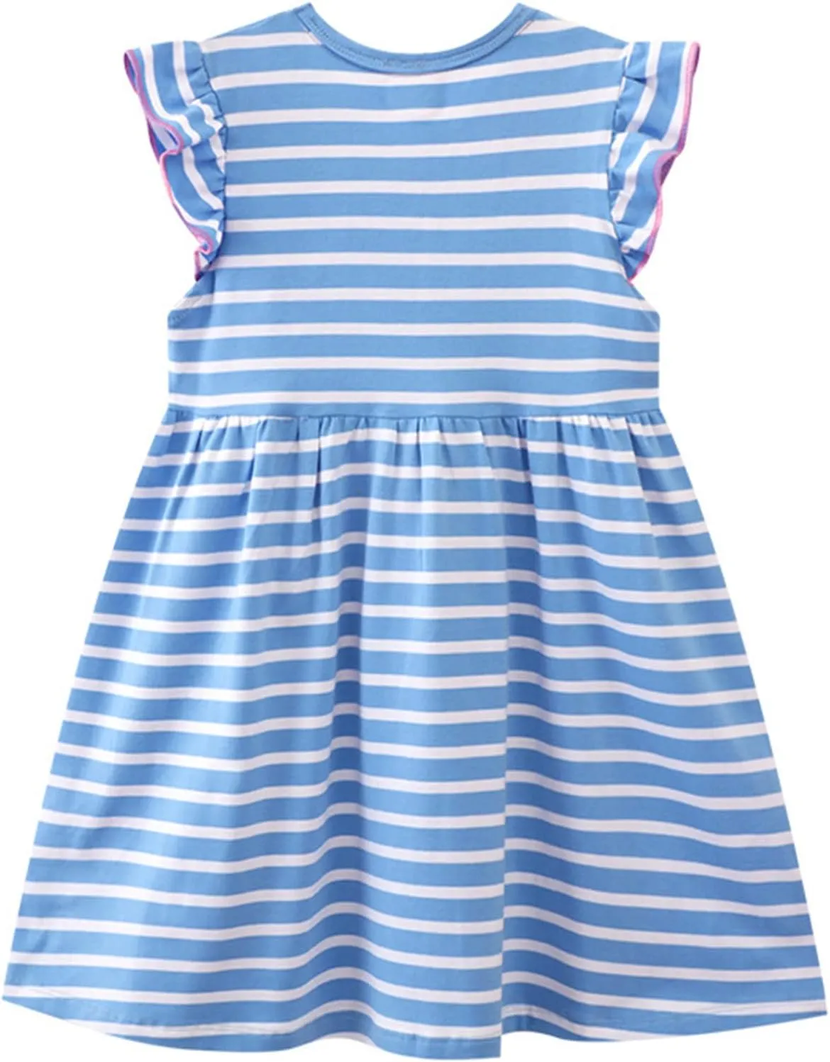 HILEELANG Toddler Girls Short Sleeve Dress Easter Cotton Casual Summer Appliques Shirt Jersey Dresses