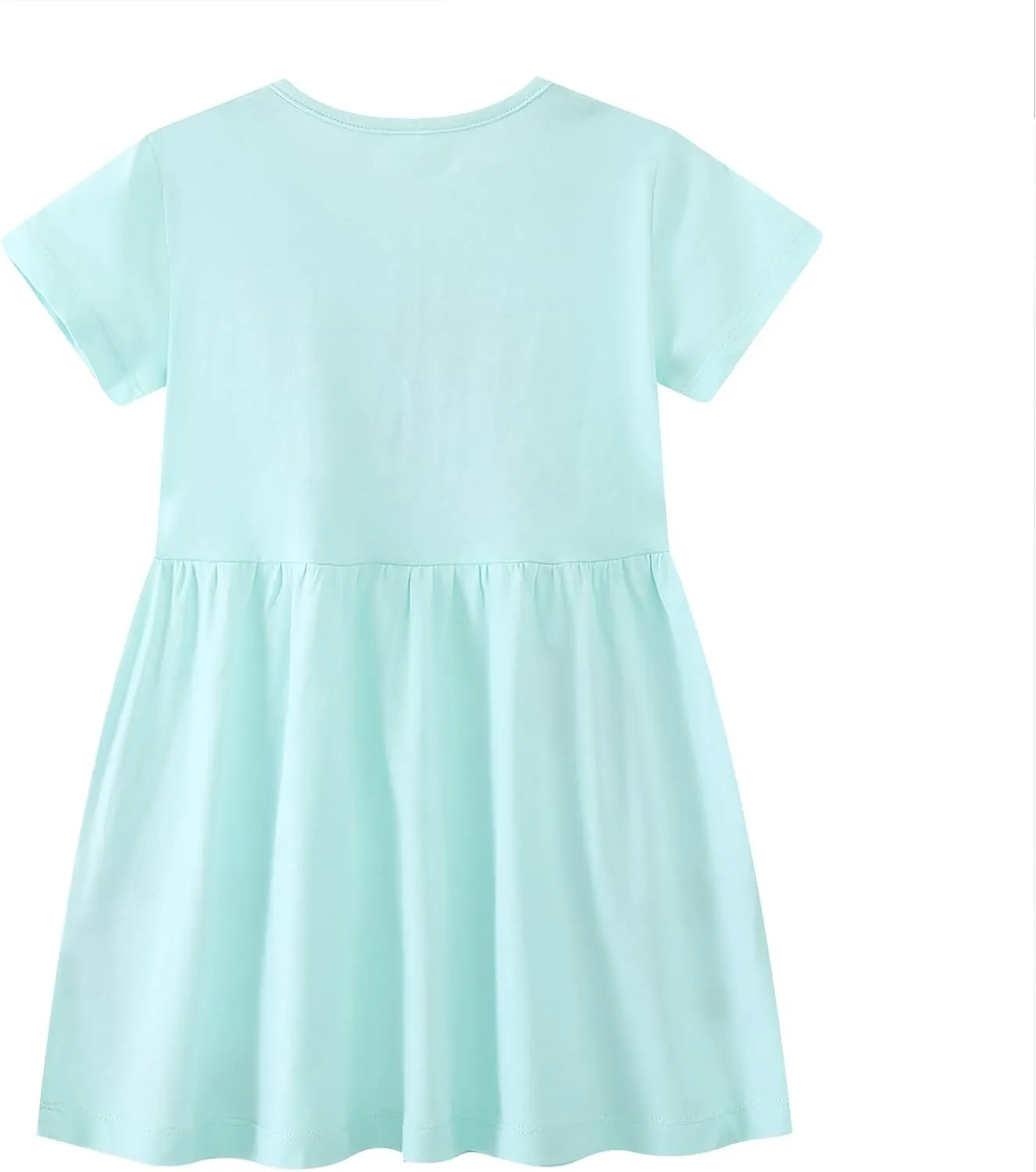 HOMAGIC2WE Girls Casual Dresses Summer Short Sleeve Crewneck Cotton Playwear Dress