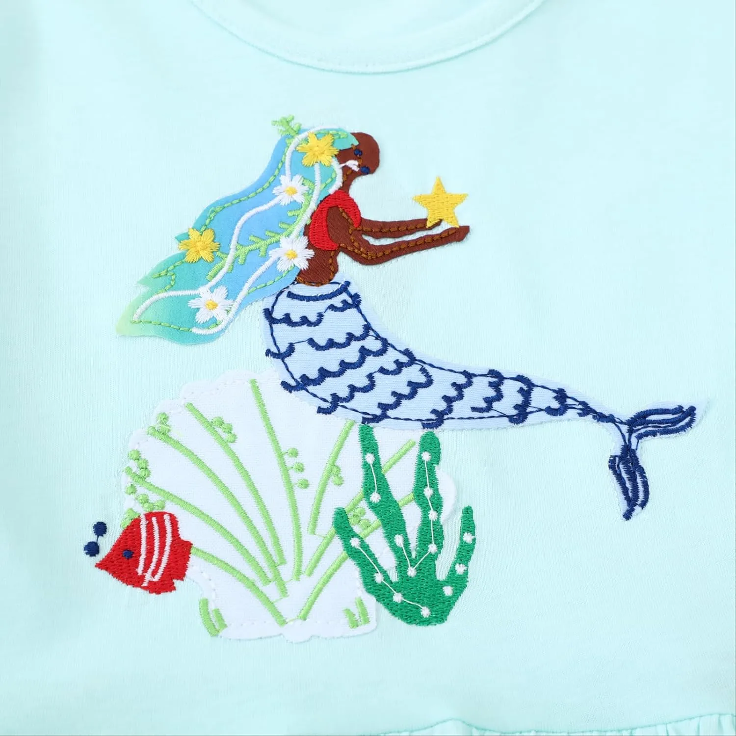 HOMAGIC2WE Girls Casual Dresses Summer Short Sleeve Crewneck Cotton Playwear Dress
