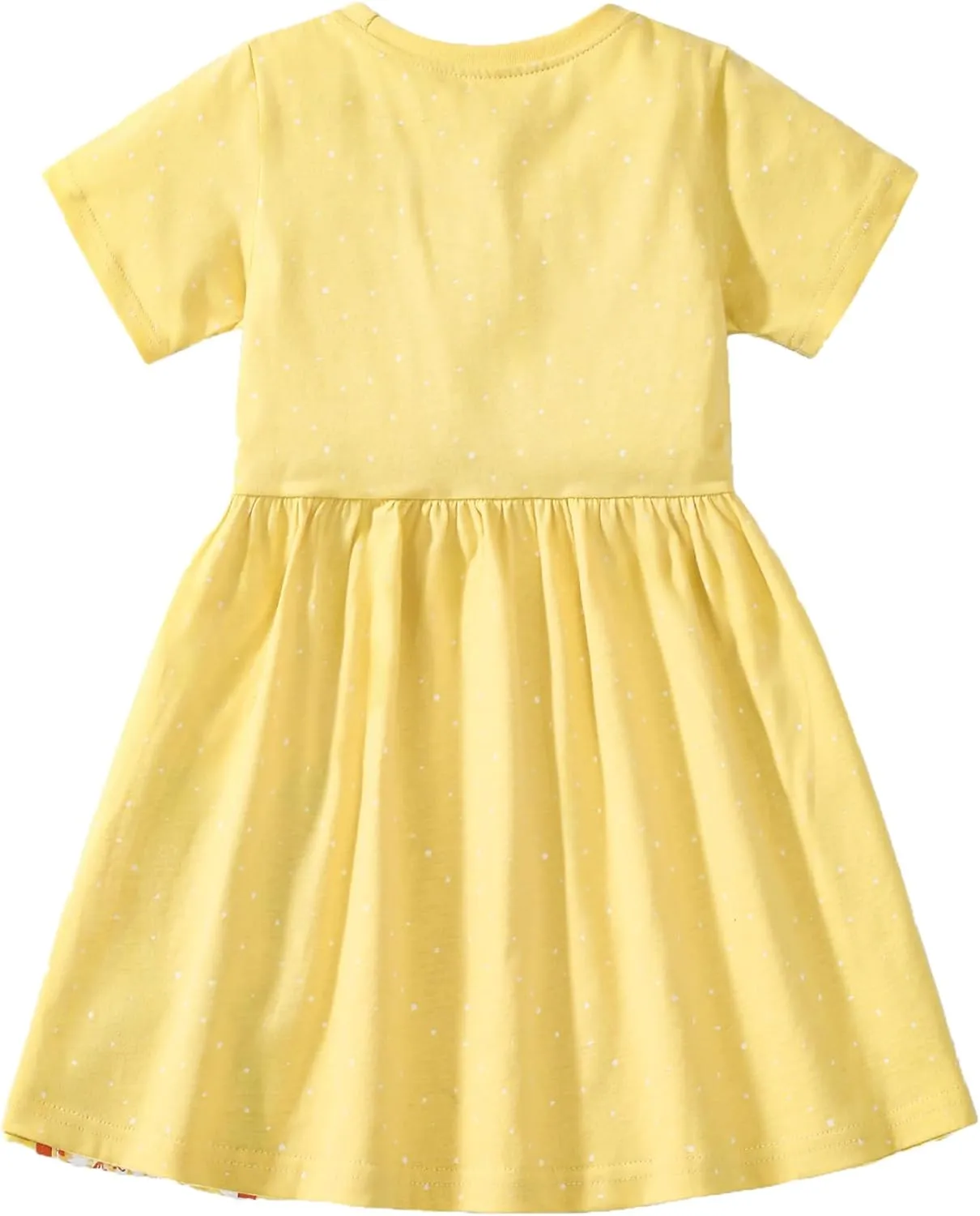 HOMAGIC2WE Girls Casual Dresses Summer Short Sleeve Crewneck Cotton Playwear Dress