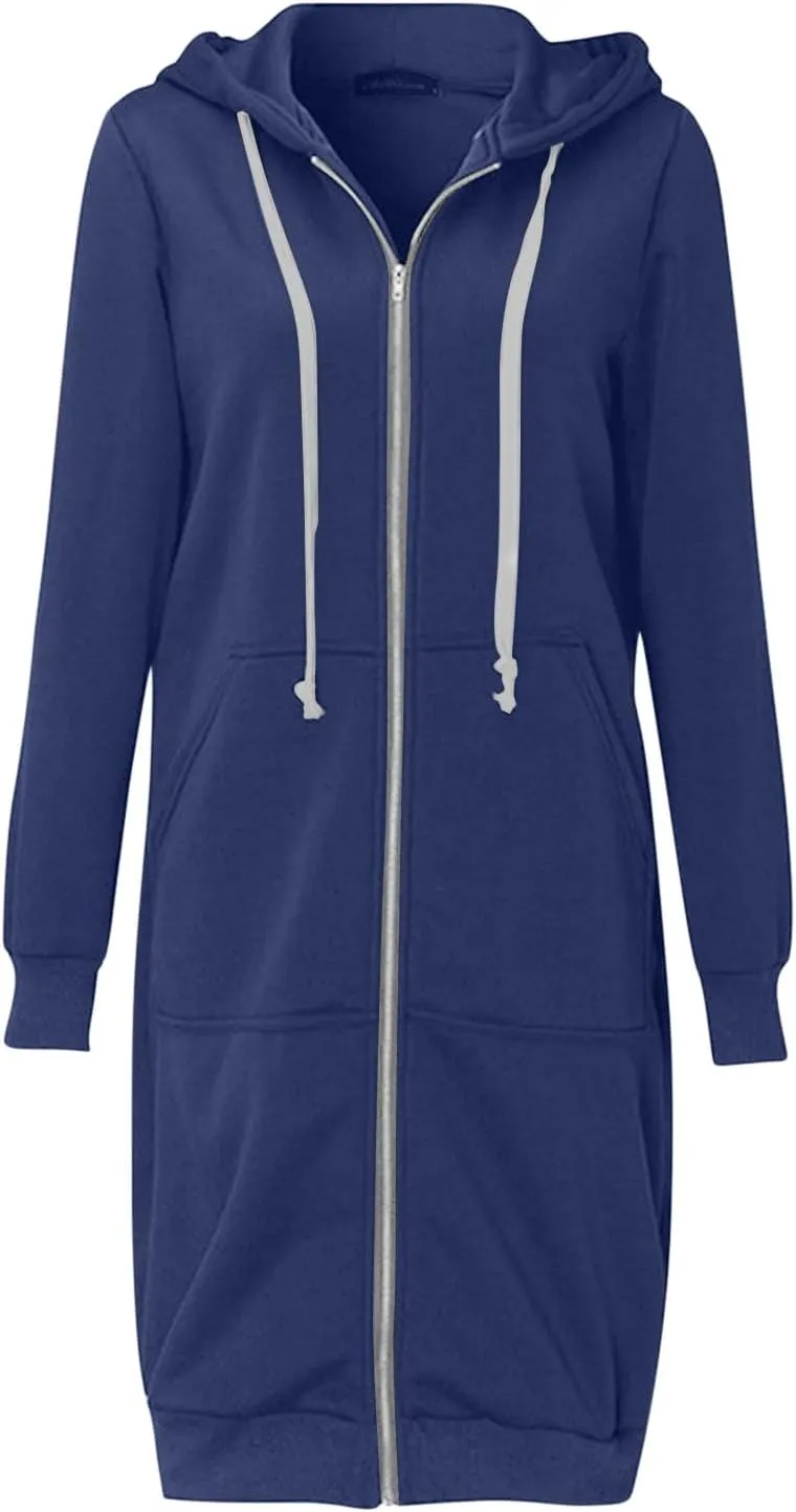 Hoodies for Women 2024 Casual Full Zip Up Hoodie Comfortable Womens Long Hoodies Fashion Sweatshirt with Pockets