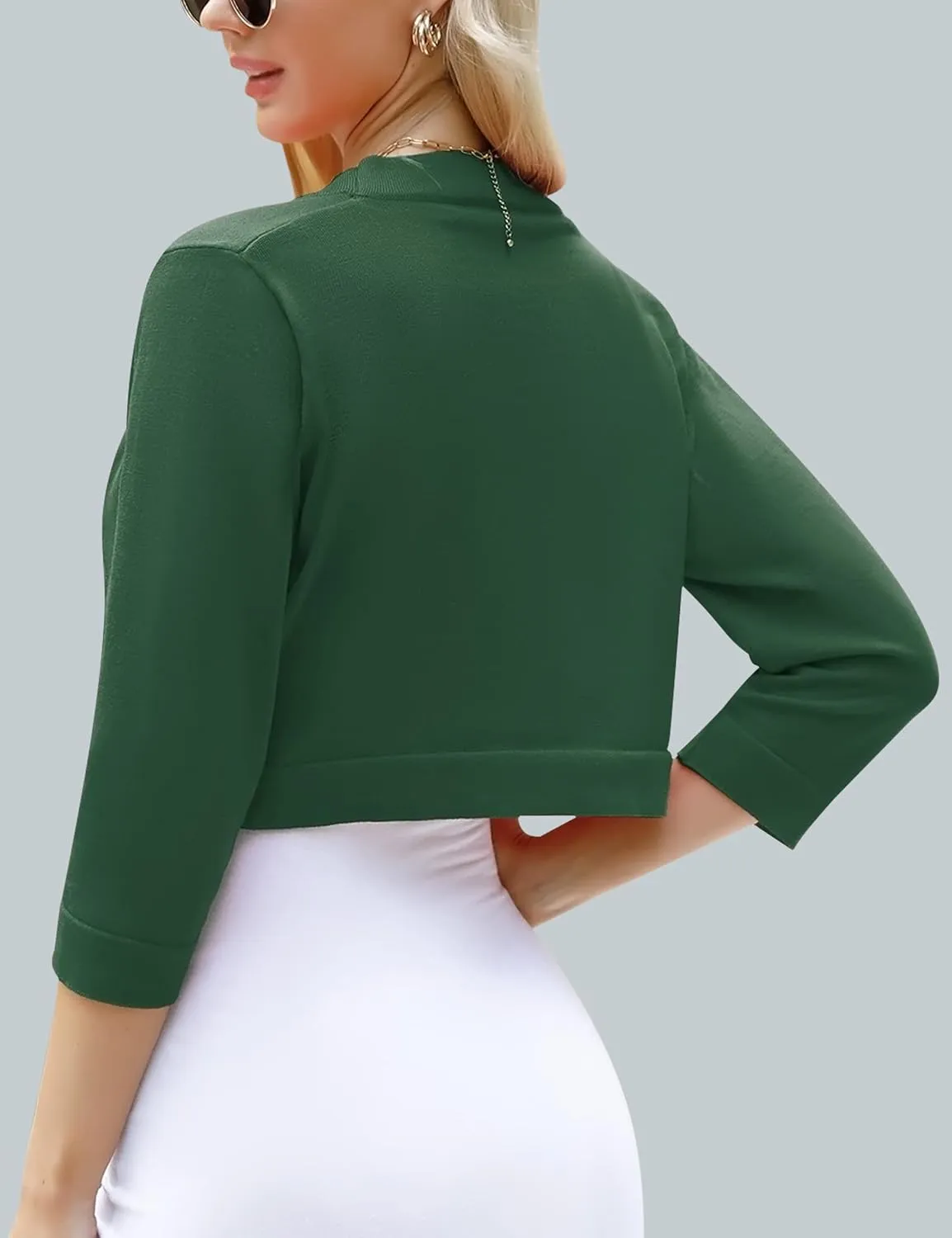 iClosam Womens 3/4 Sleeve Open Front Bolero Shrug Cropped Cardigans Knit Sweater Jacket