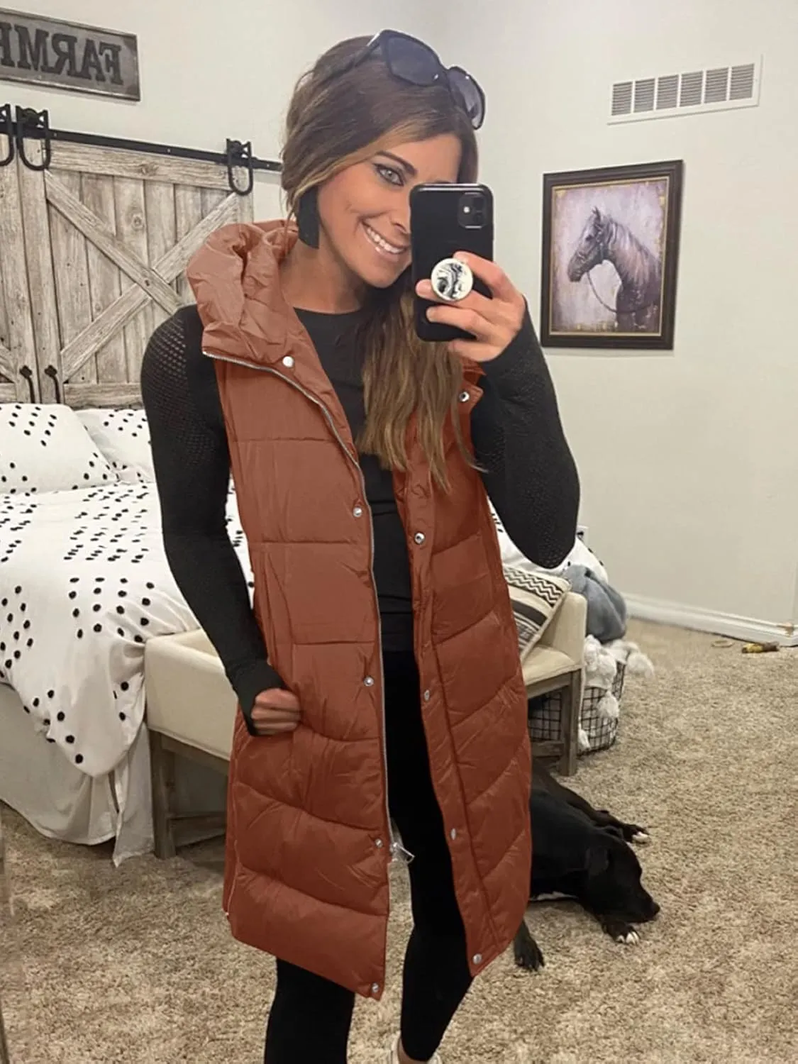Inorin Womens Down Vest with Stand Collar Thick Hooded Sleeveless Long Coats Jacket