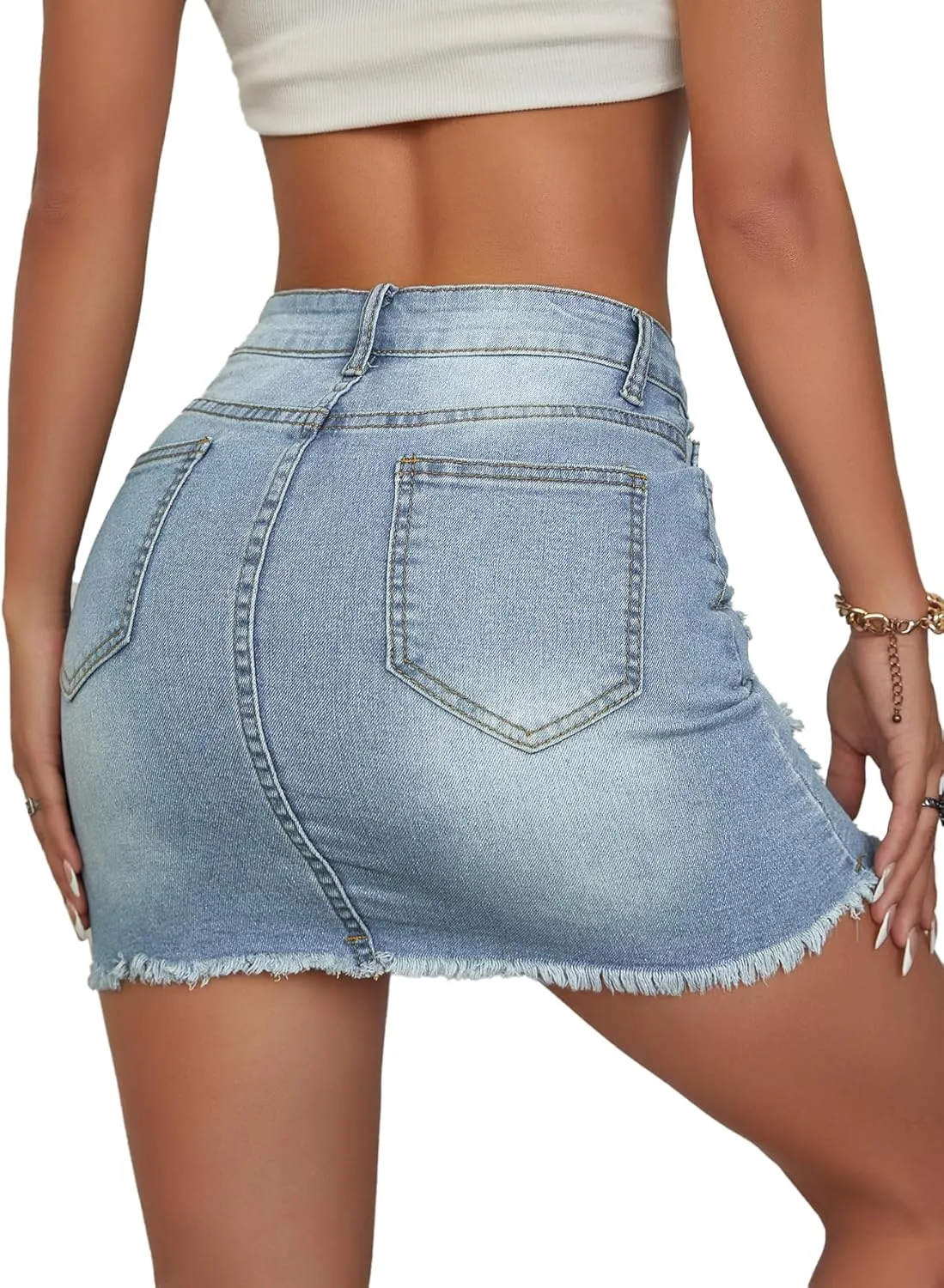 Jean Skirt for Women Stretch Casual High Waisted Denim Short Skirt Cute A Line Mini Pencil Skrit