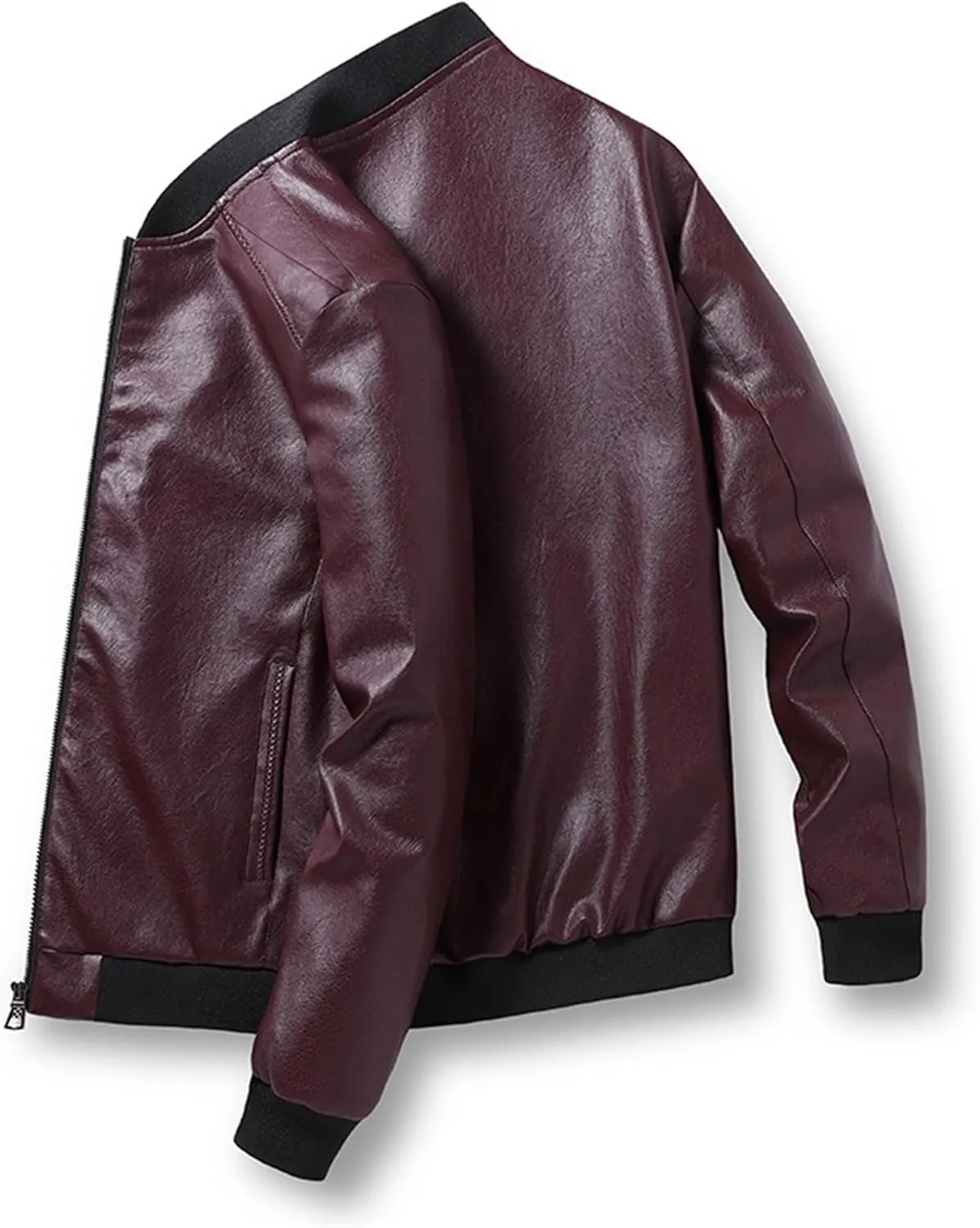 JEKE-DG Men's Casual Bomber Spring Fall Coat Slim Fit Windbreaker Coat Jacket Faux Leather Zip Up Classic Coats