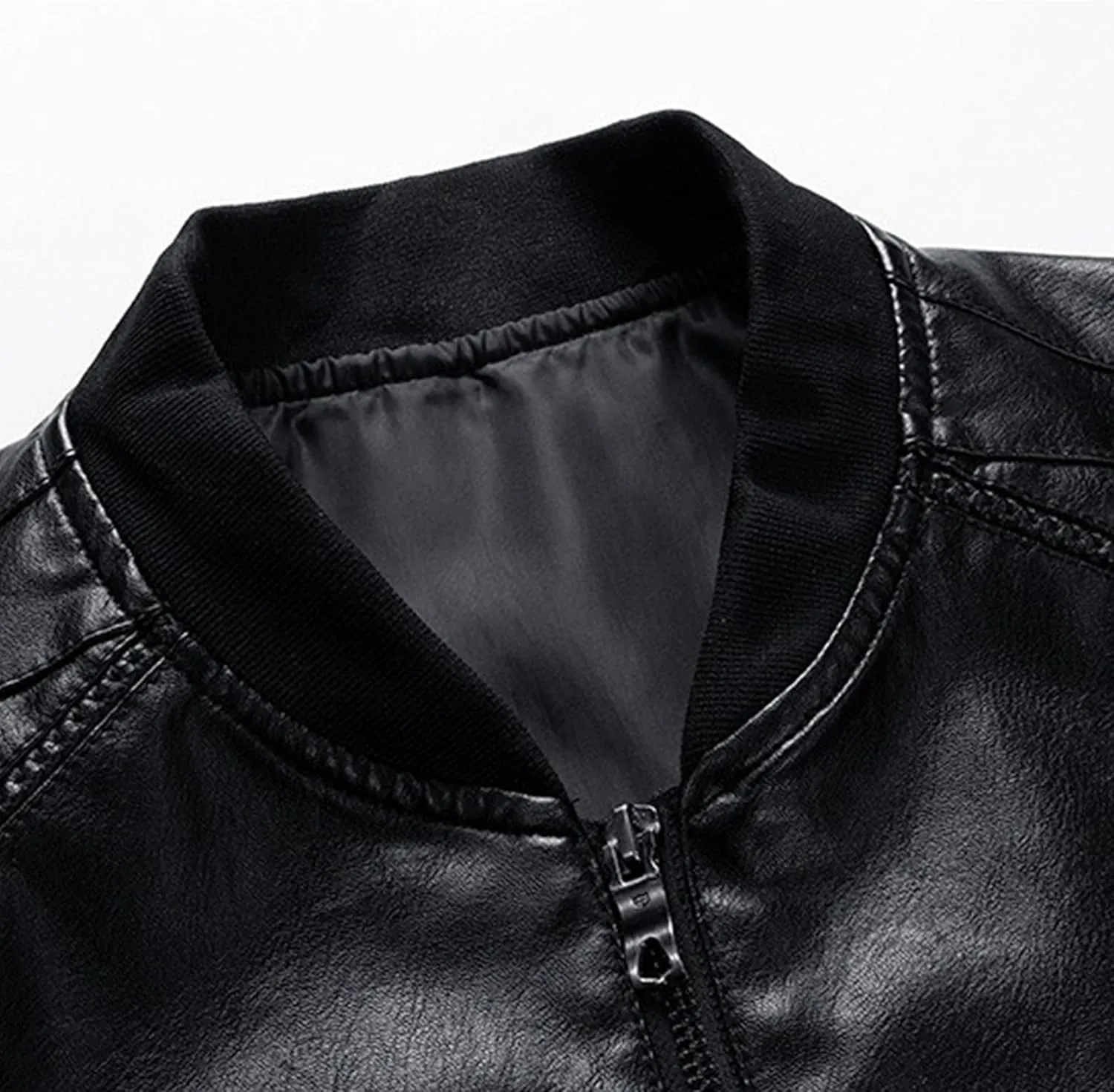 JEKE-DG Men's Casual Bomber Spring Fall Coat Slim Fit Windbreaker Coat Jacket Faux Leather Zip Up Classic Coats