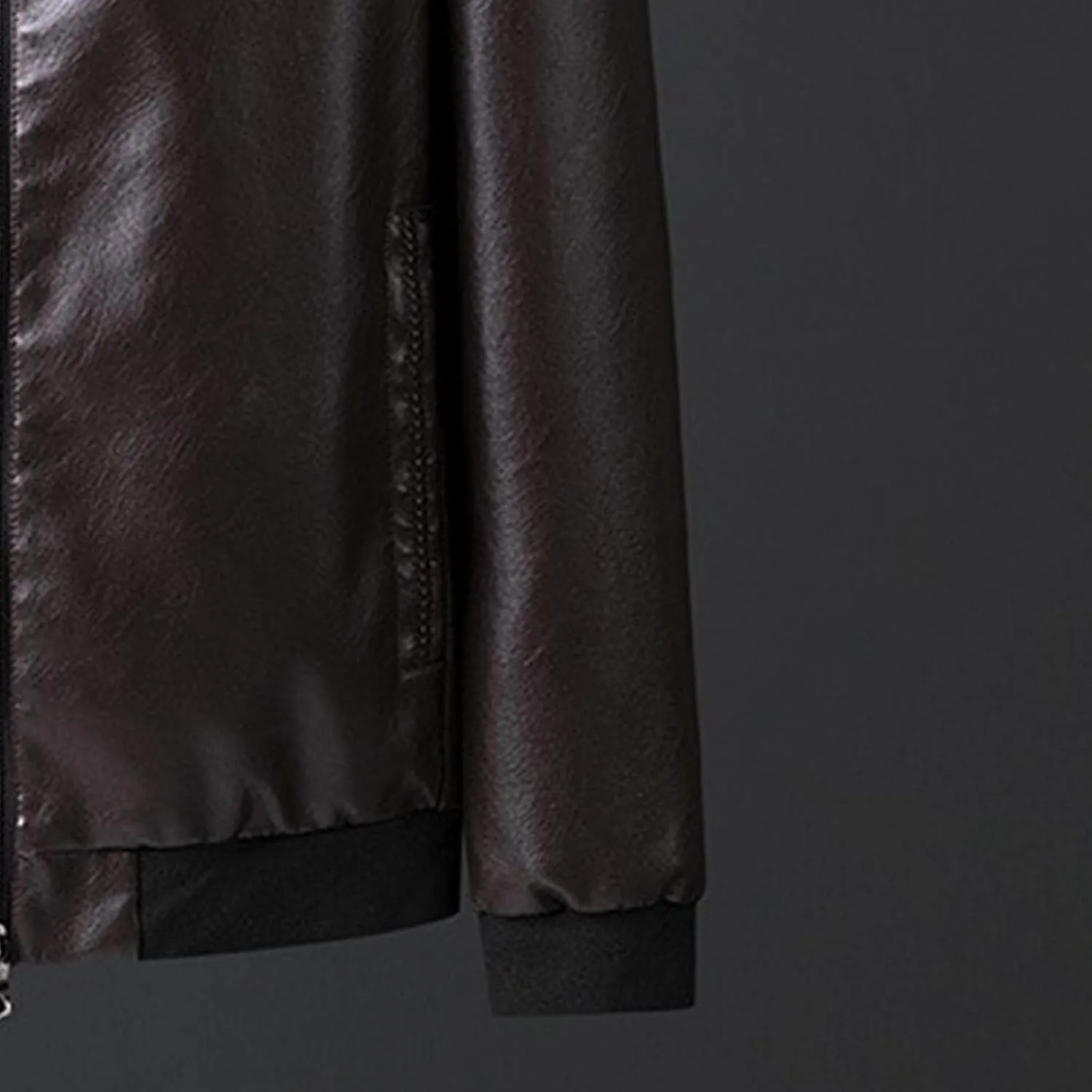 JEKE-DG Men's Casual Bomber Spring Fall Coat Slim Fit Windbreaker Coat Jacket Faux Leather Zip Up Classic Coats