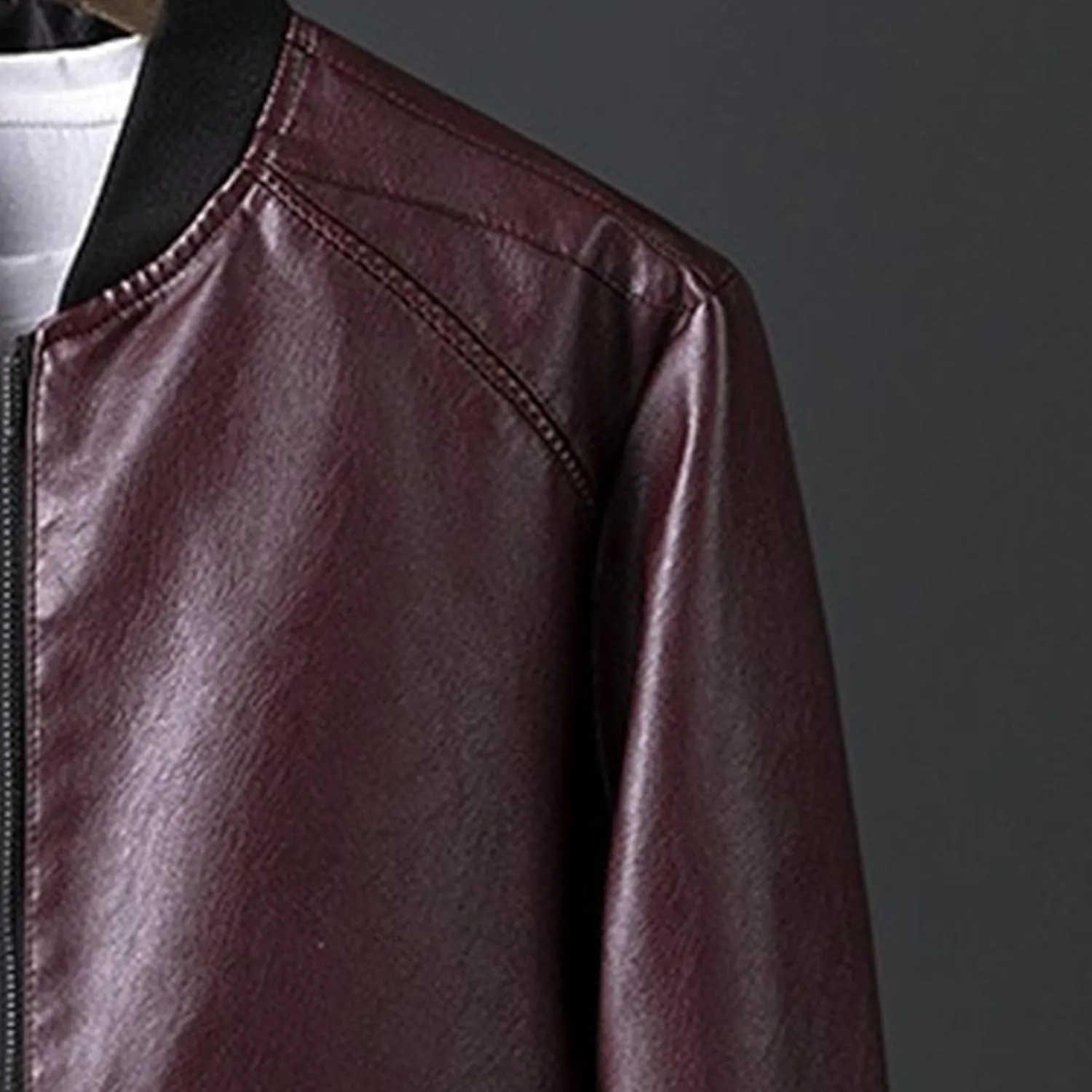 JEKE-DG Men's Casual Bomber Spring Fall Coat Slim Fit Windbreaker Coat Jacket Faux Leather Zip Up Classic Coats