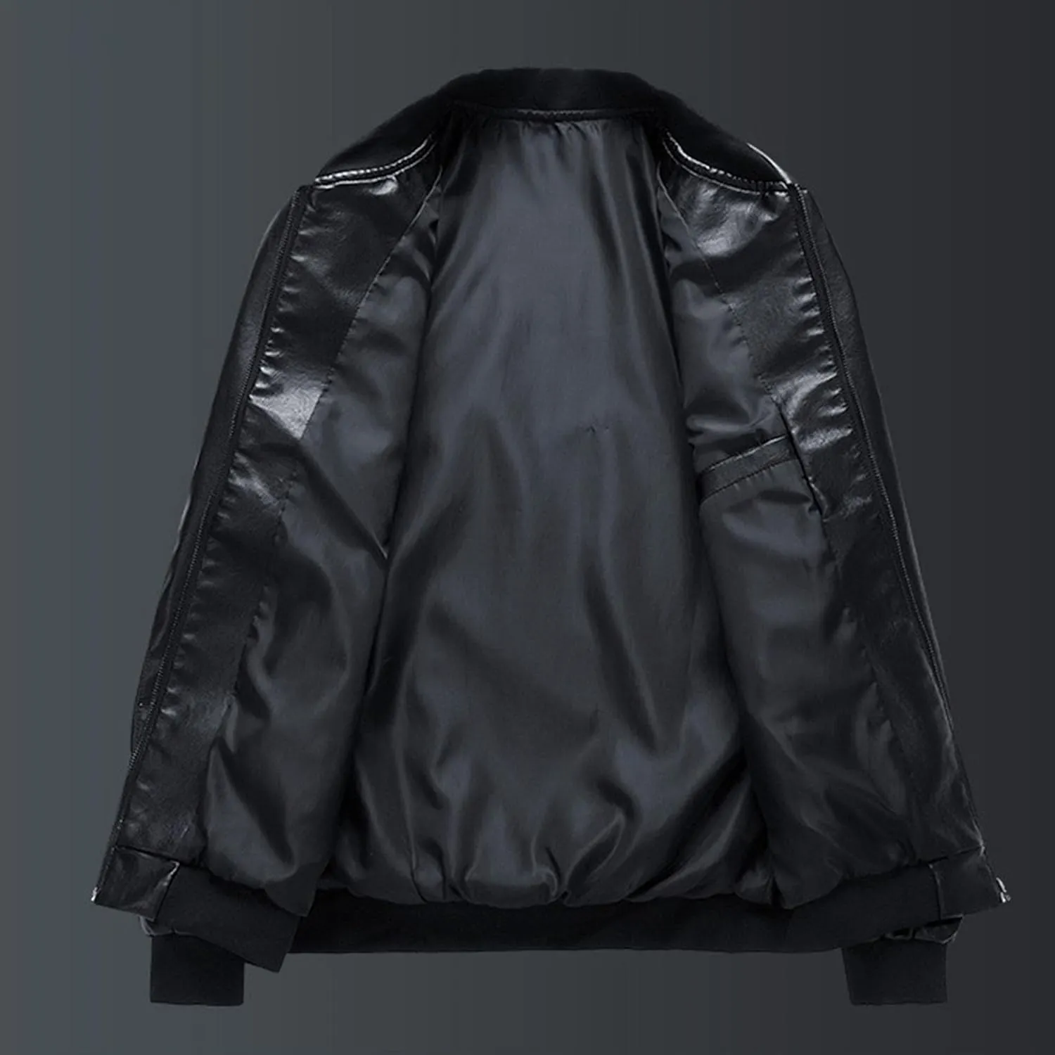JEKE-DG Men's Casual Bomber Spring Fall Coat Slim Fit Windbreaker Coat Jacket Faux Leather Zip Up Classic Coats