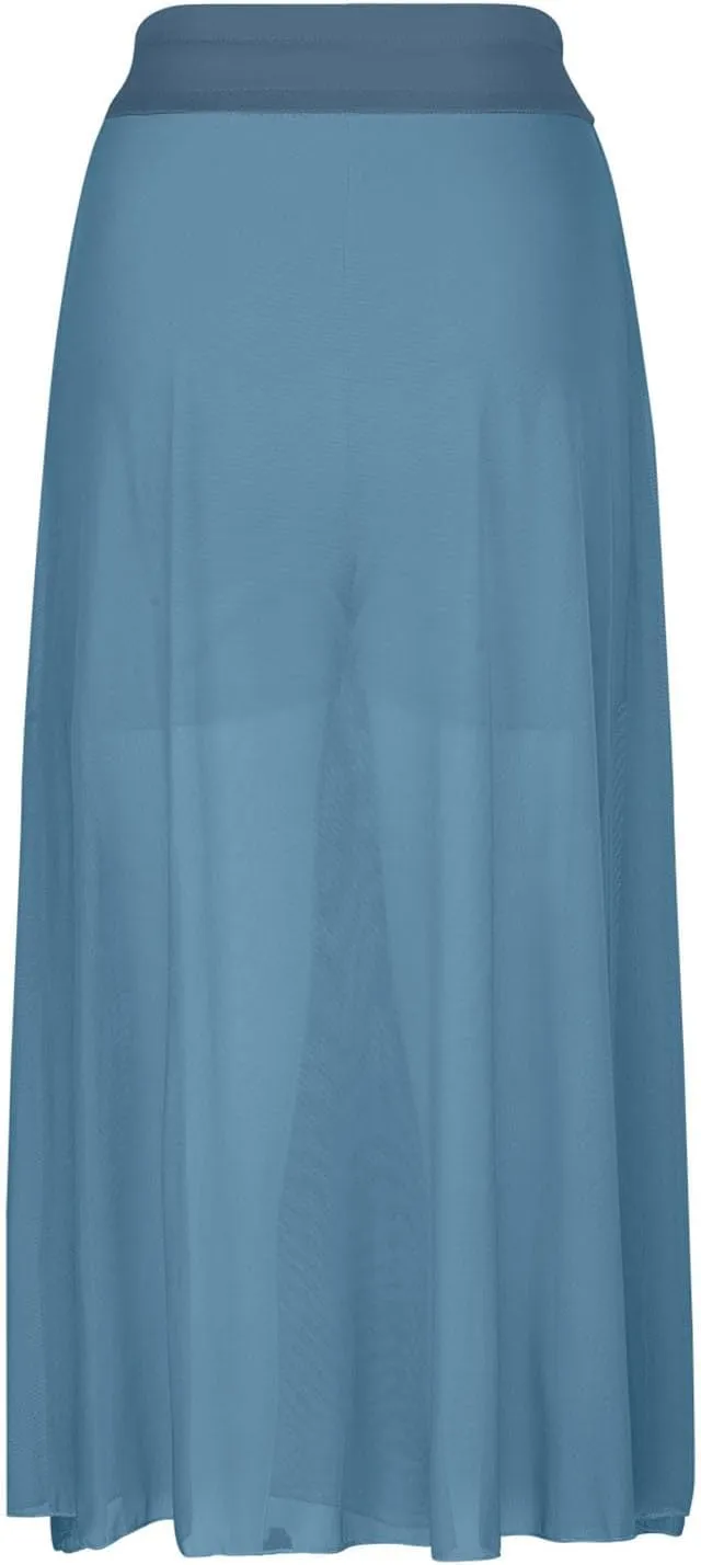 JOAU Women's Midi Skirt Summer Boho Solid Beach Drawstring Elastic High Waist A-Line Flowy Swing Slit Skirts with Lining