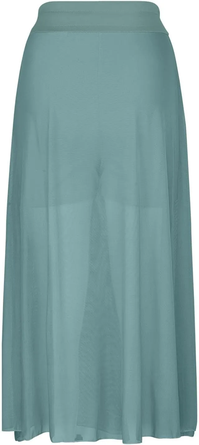 JOAU Women's Midi Skirt Summer Boho Solid Beach Drawstring Elastic High Waist A-Line Flowy Swing Slit Skirts with Lining