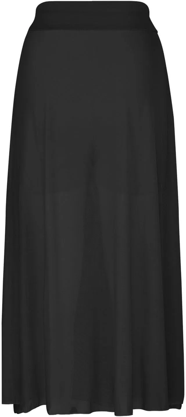 JOAU Women's Midi Skirt Summer Boho Solid Beach Drawstring Elastic High Waist A-Line Flowy Swing Slit Skirts with Lining
