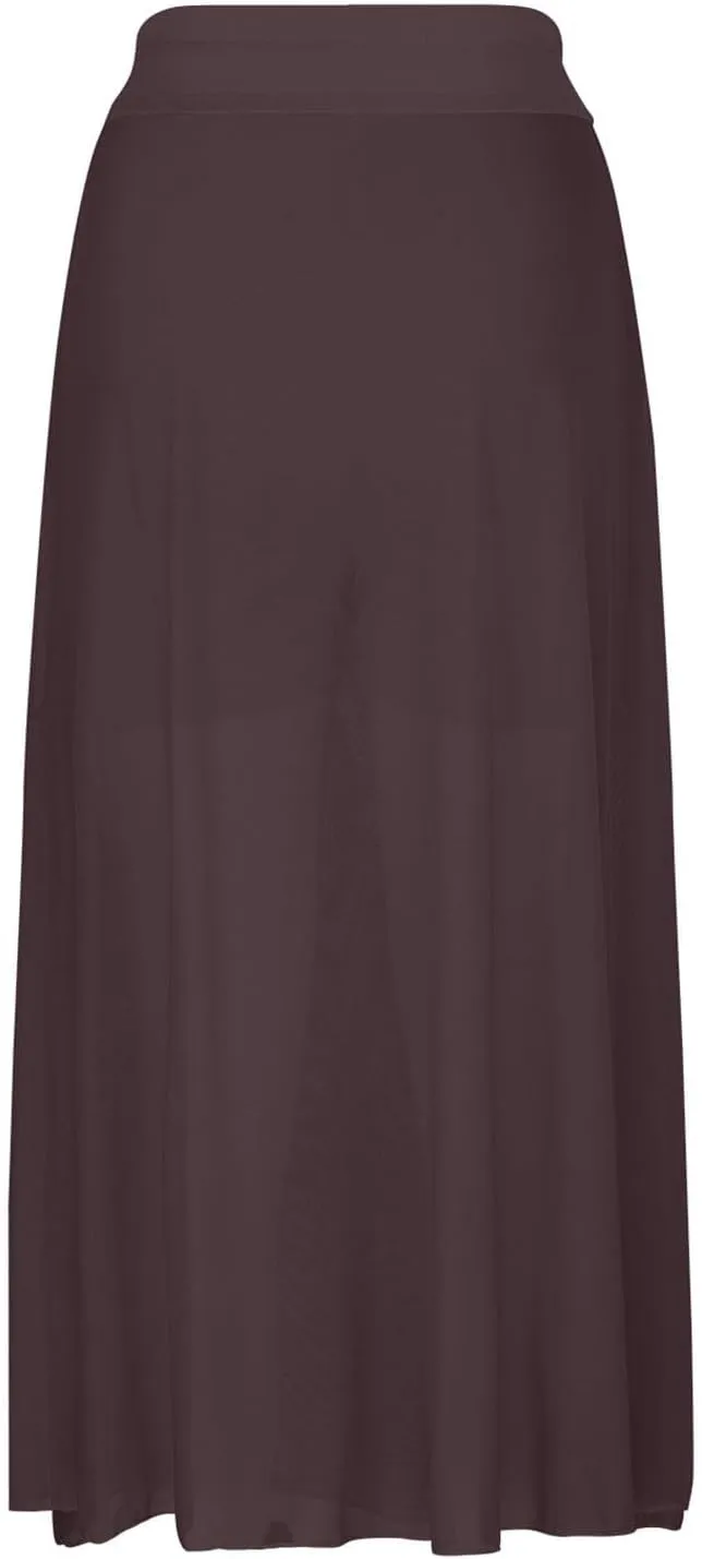 JOAU Women's Midi Skirt Summer Boho Solid Beach Drawstring Elastic High Waist A-Line Flowy Swing Slit Skirts with Lining