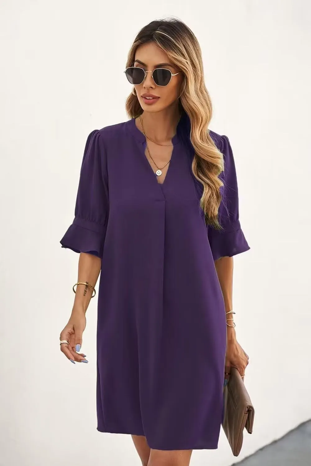 JOCAFIYE Womens Casual Dresses Short Sleeve V-Neck Dress Summer Dresses for Women 2025