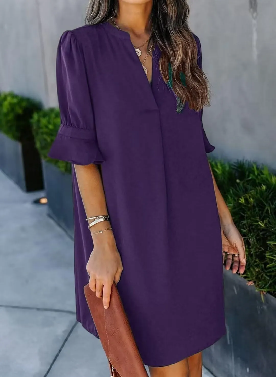 JOCAFIYE Womens Casual Dresses Short Sleeve V-Neck Dress Summer Dresses for Women 2025