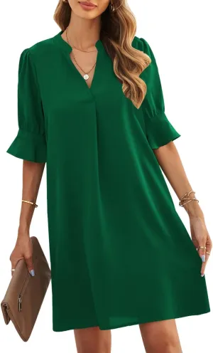 JOCAFIYE Womens Casual Dresses Short Sleeve V-Neck Dress Summer Dresses for Women 2025