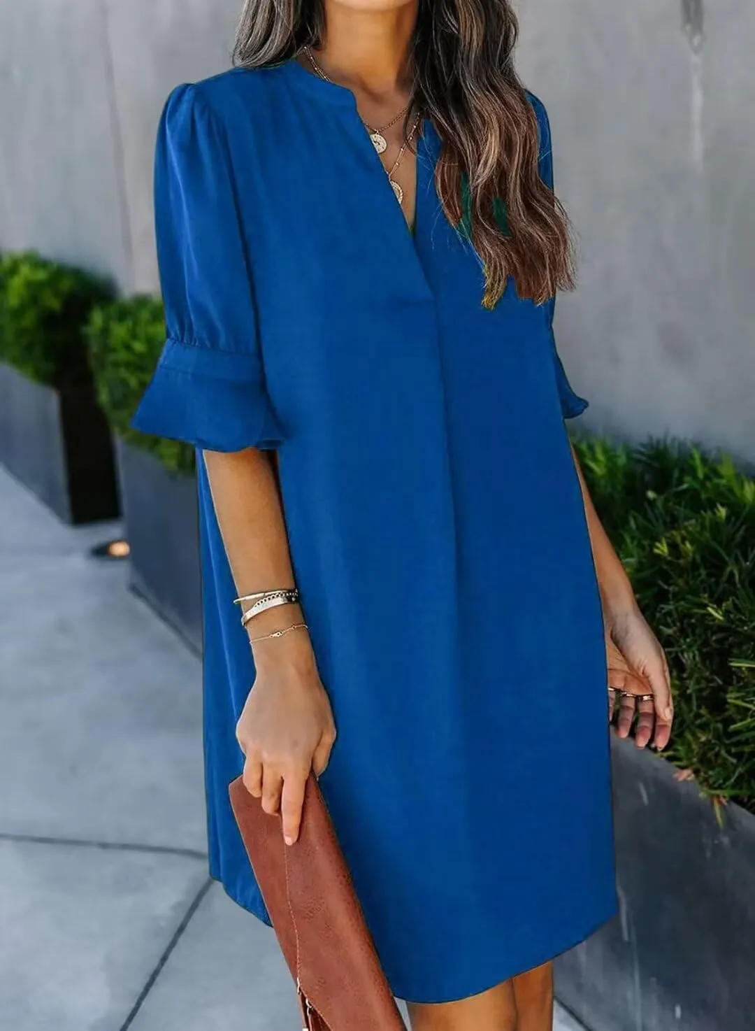 JOCAFIYE Womens Casual Dresses Short Sleeve V-Neck Dress Summer Dresses for Women 2025