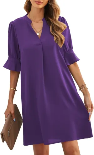 JOCAFIYE Womens Casual Dresses Short Sleeve V-Neck Dress Summer Dresses for Women 2025