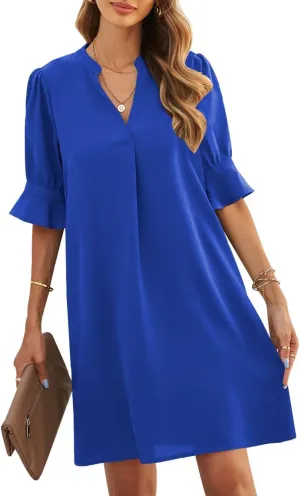 JOCAFIYE Womens Casual Dresses Short Sleeve V-Neck Dress Summer Dresses for Women 2025