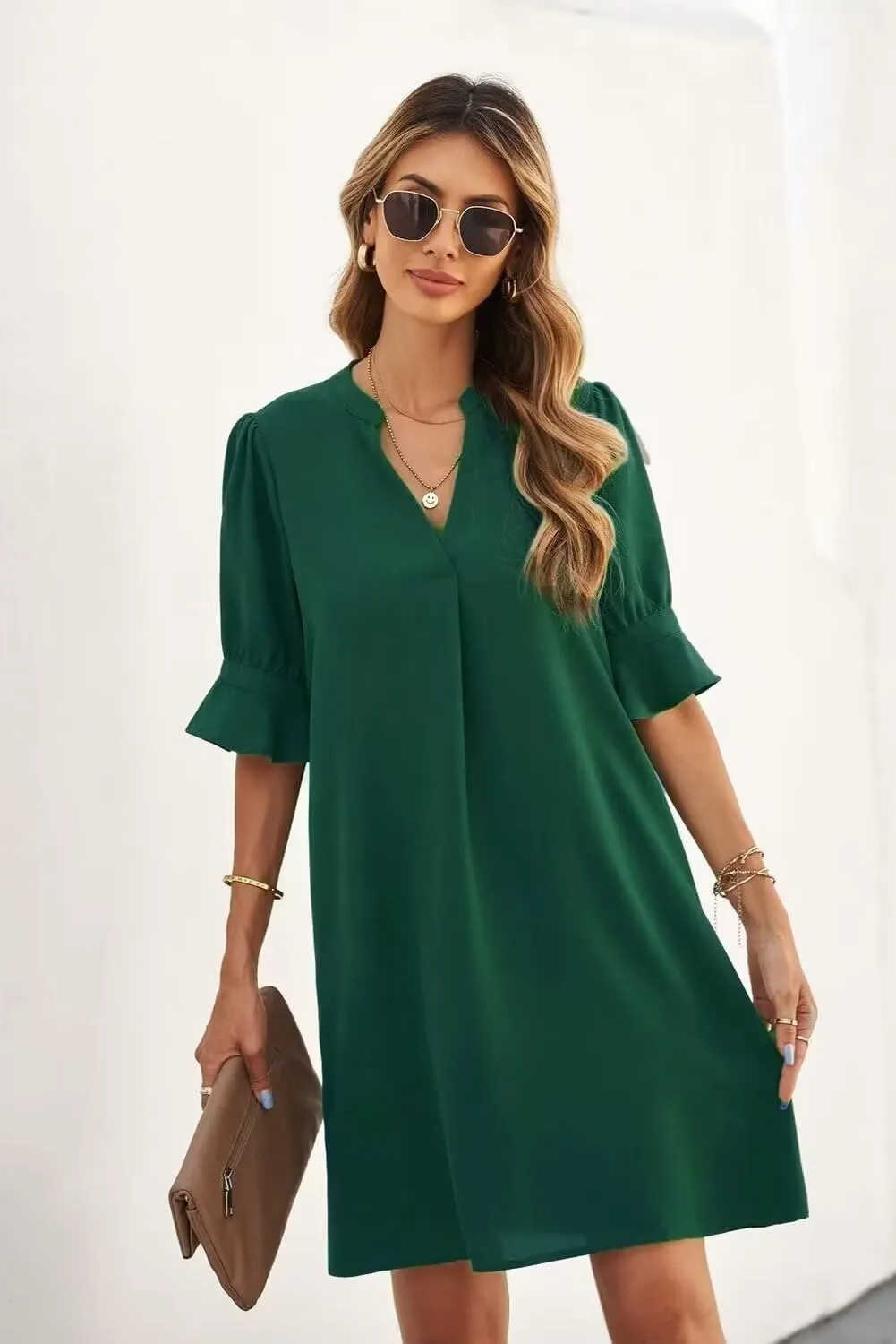 JOCAFIYE Womens Casual Dresses Short Sleeve V-Neck Dress Summer Dresses for Women 2025