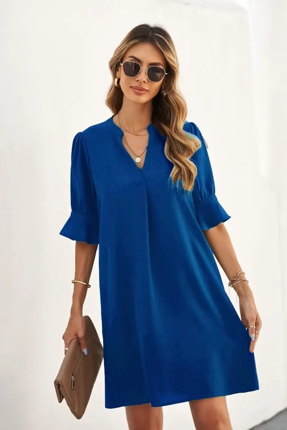 JOCAFIYE Womens Casual Dresses Short Sleeve V-Neck Dress Summer Dresses for Women 2025