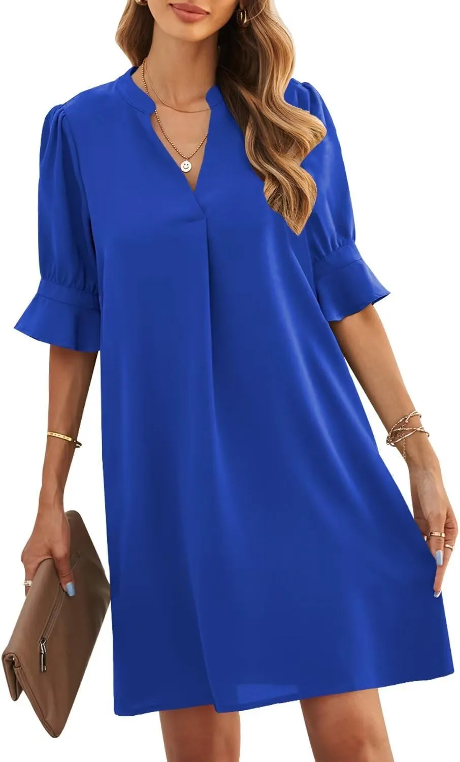 JOCAFIYE Womens Casual Dresses Short Sleeve V-Neck Dress Summer Dresses for Women 2025