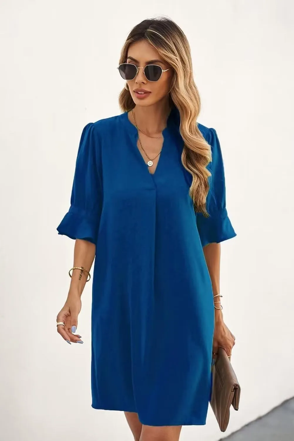JOCAFIYE Womens Casual Dresses Short Sleeve V-Neck Dress Summer Dresses for Women 2025