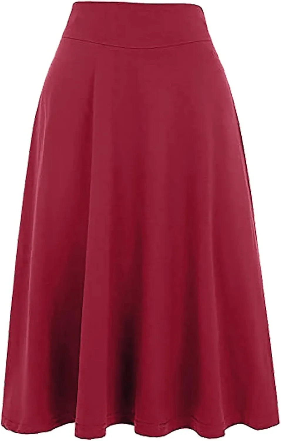 Ladies High Waist Knee Length Skirts Casual Solid Color Comfortable Flared Skirt for Women Flowy Pleated Skirts