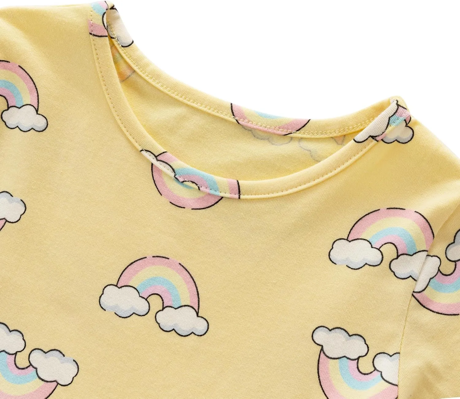 Little Girls Cotton Long Sleeve Casual Dress Toddler Kids Cartoon Floral Print Jersey Dresses 24M-7Yrs