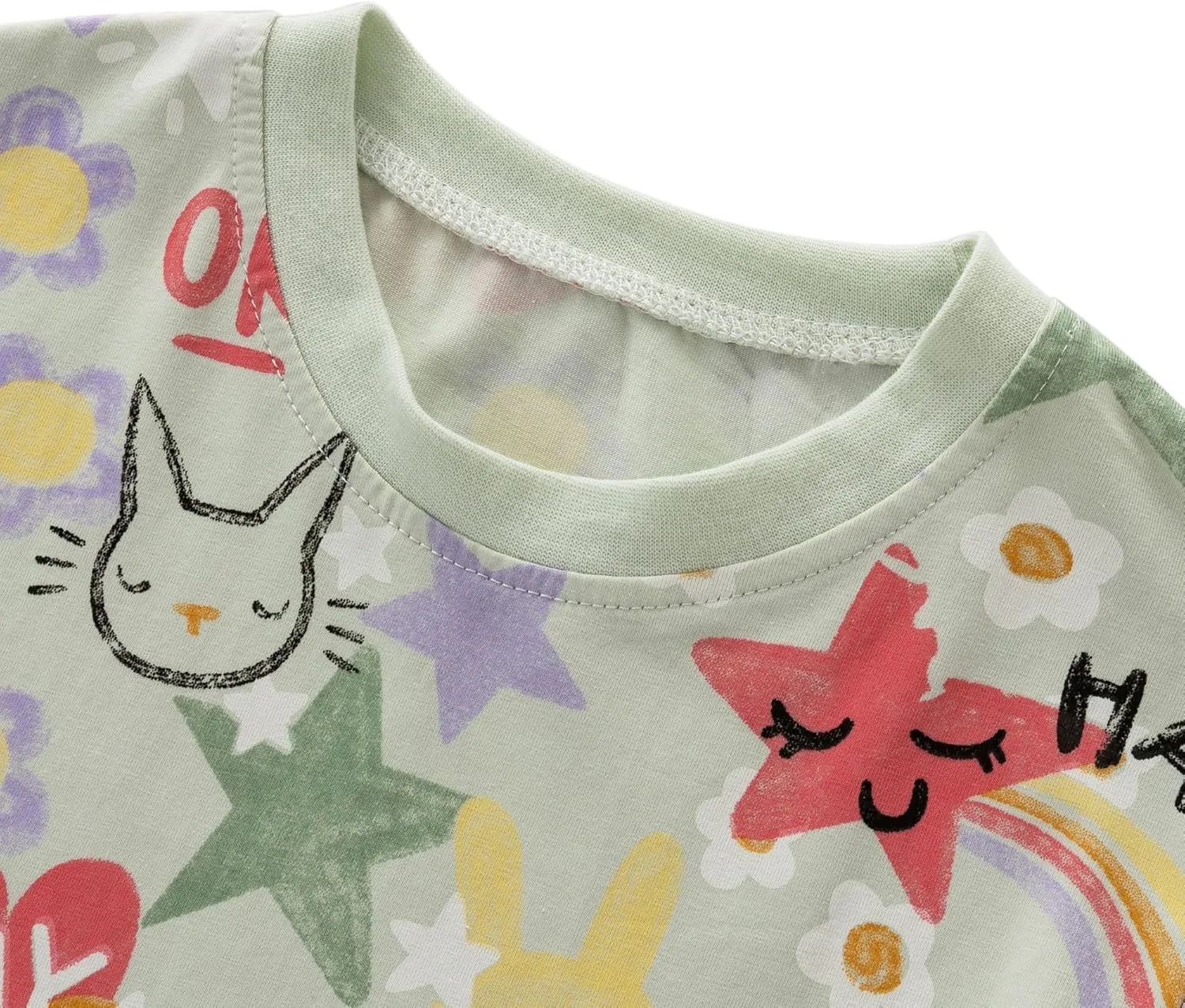 Little Girls Cotton Long Sleeve Casual Dress Toddler Kids Cartoon Floral Print Jersey Dresses 24M-7Yrs