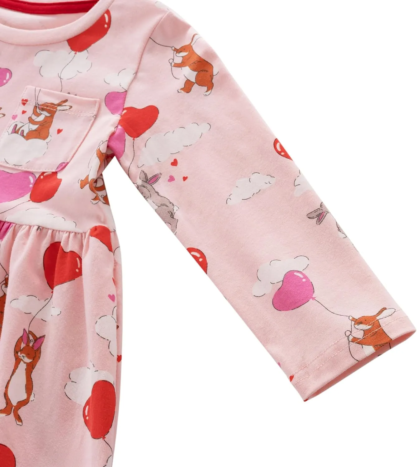 Little Girls Cotton Long Sleeve Casual Dress Toddler Kids Cartoon Floral Print Jersey Dresses 24M-7Yrs