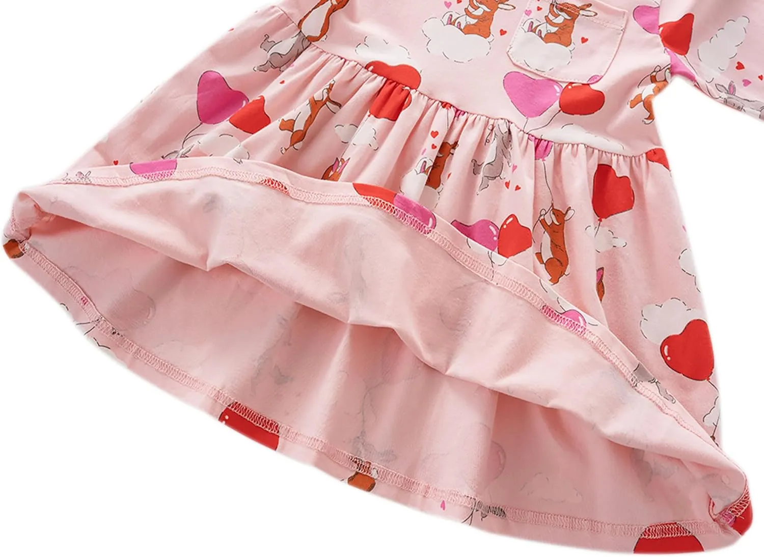 Little Girls Cotton Long Sleeve Casual Dress Toddler Kids Cartoon Floral Print Jersey Dresses 24M-7Yrs