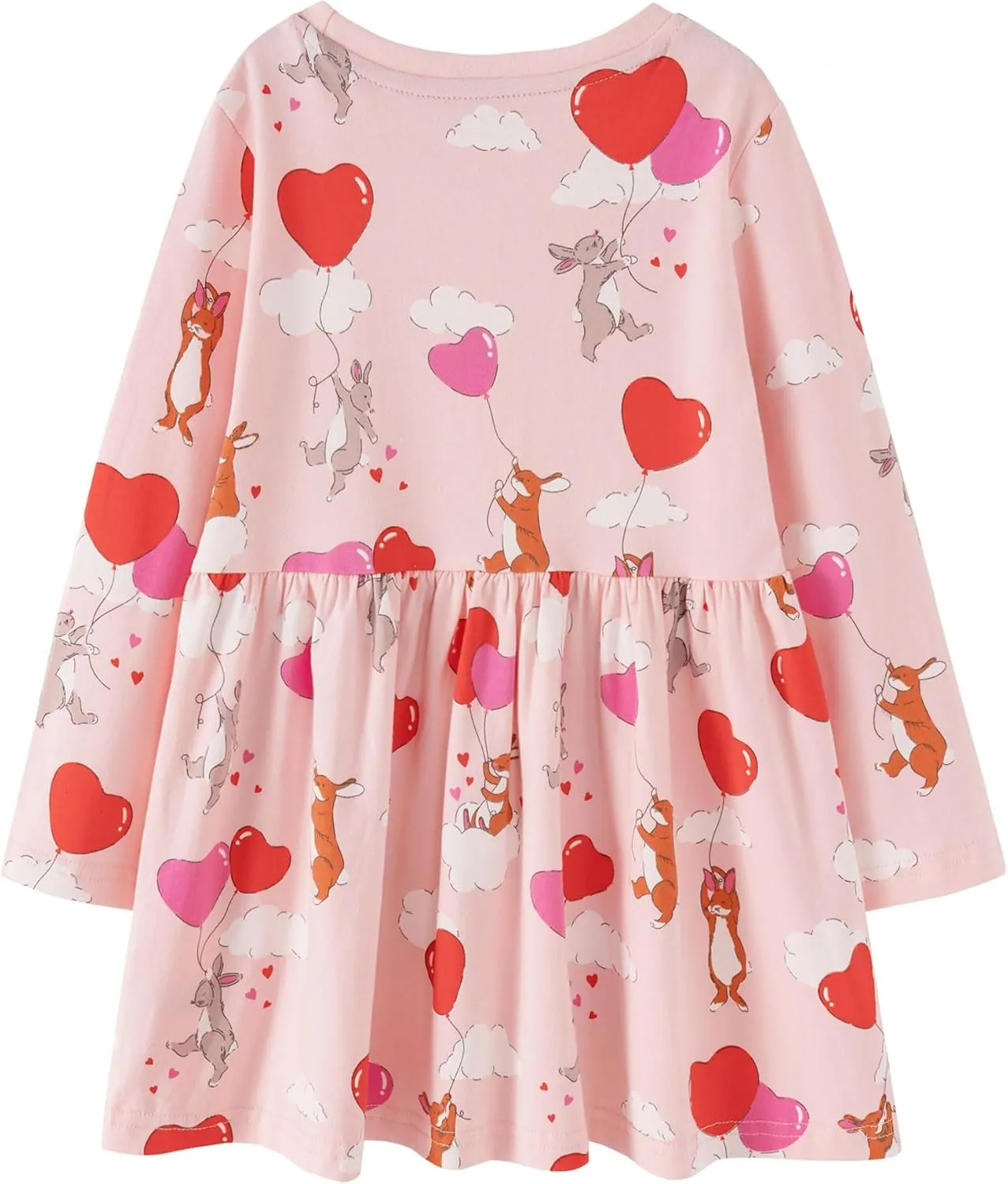 Little Girls Cotton Long Sleeve Casual Dress Toddler Kids Cartoon Floral Print Jersey Dresses 24M-7Yrs