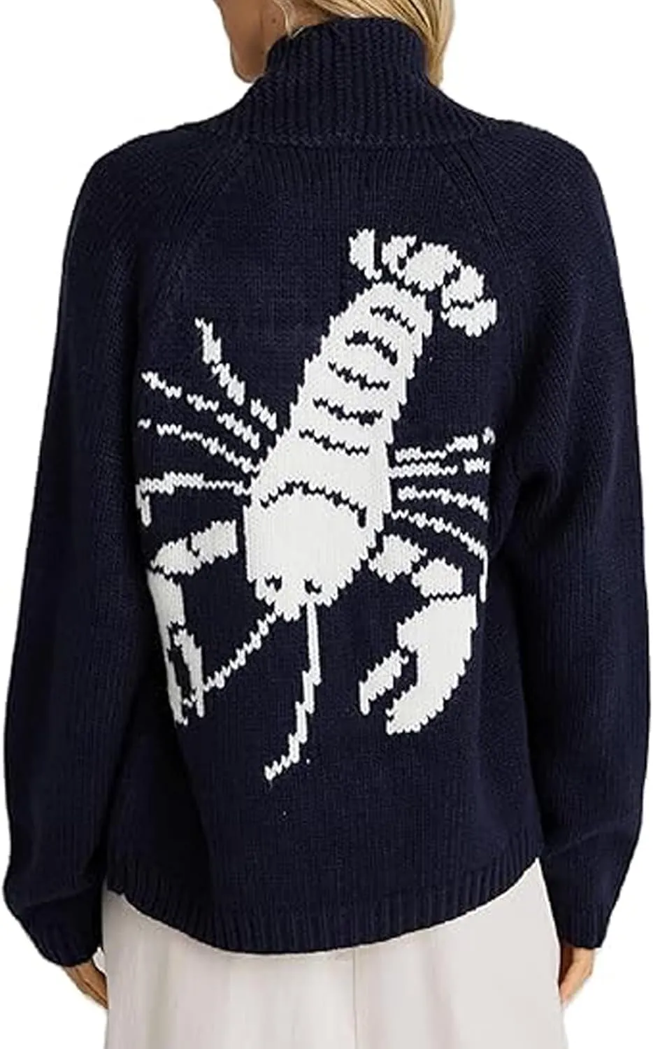 Lobster Knit Sweater Cardigan for Women Y2K Chunky Button Down Sweater Coat Vintage Lightweight Knitwear Cardigans