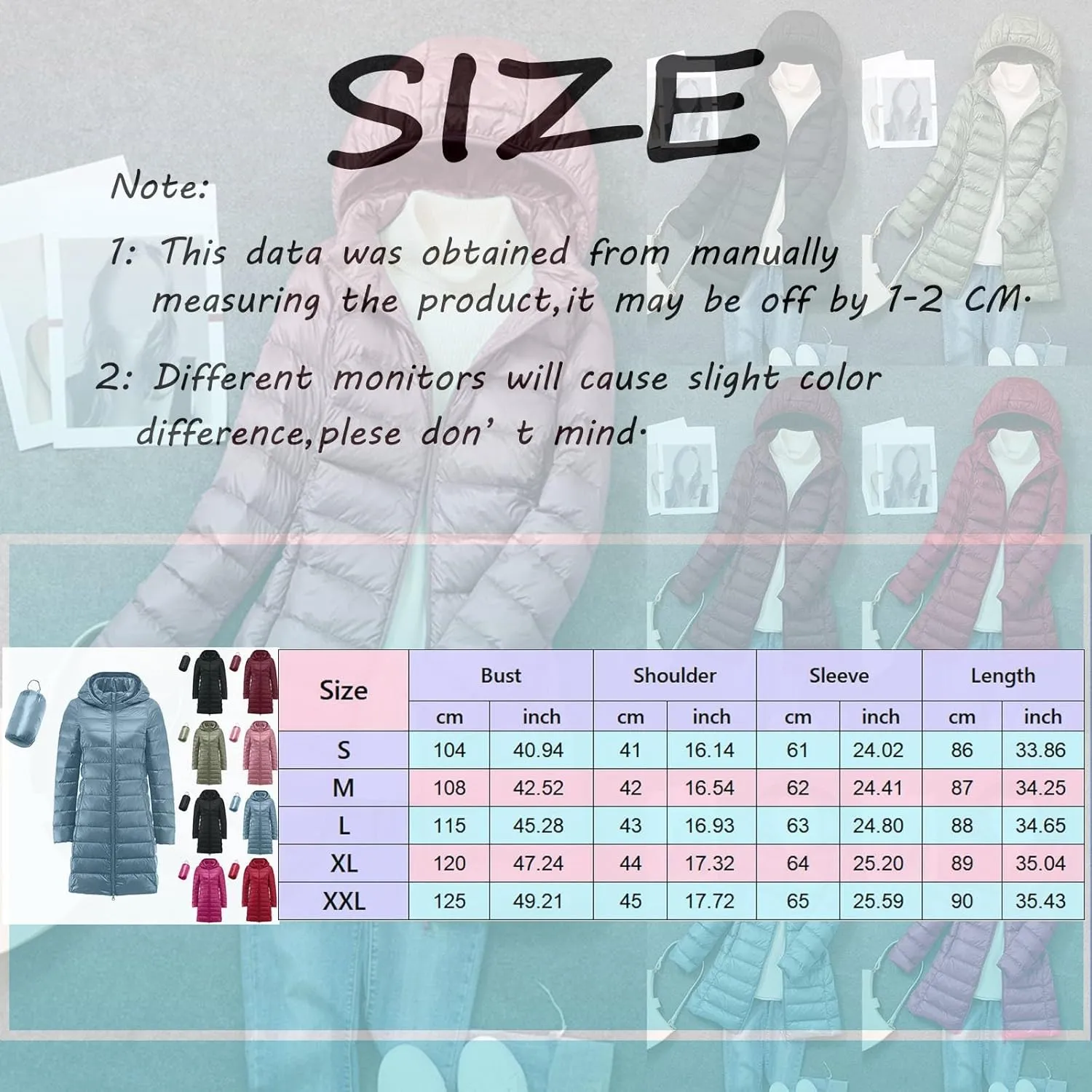 Long Puffer Jacket Women Packable Down Jacket Ultralight Parkas Jacket Maxi Water-Resistant Thicken Hooded Insulated Coat